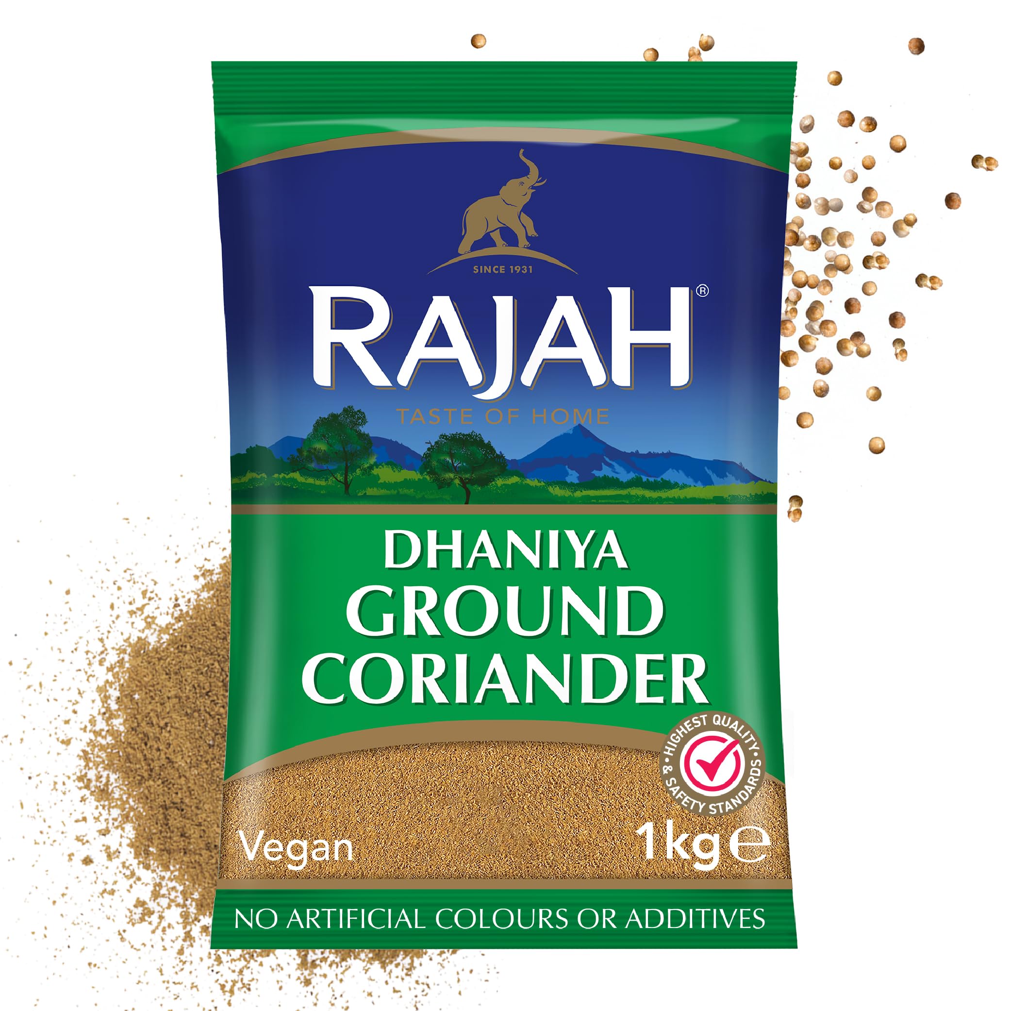 RAJAH ▪︎ Dhaniya Ground Coriander Powder ▪︎ 1kg Indian Spice Bulk BB 28-10-2027