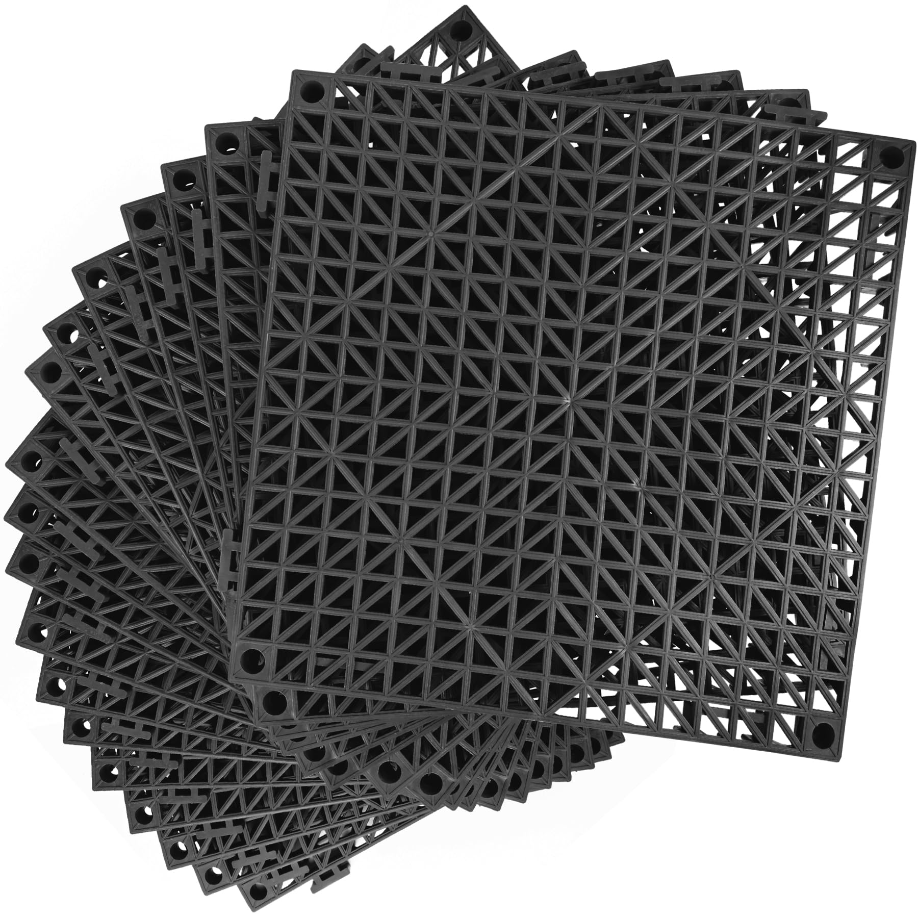 MYFAMIREA Modular Interlocking Cushion 12 Pack 11.8" x 11.8" Rubber Floor Tiles Non-Slip Splicing Drainage Mats for Deck, Pool, Shower, Patio, Balcony, Bathroom, Kitchen, Yard (1 Rows Dots, Black) — Amazon image 22
