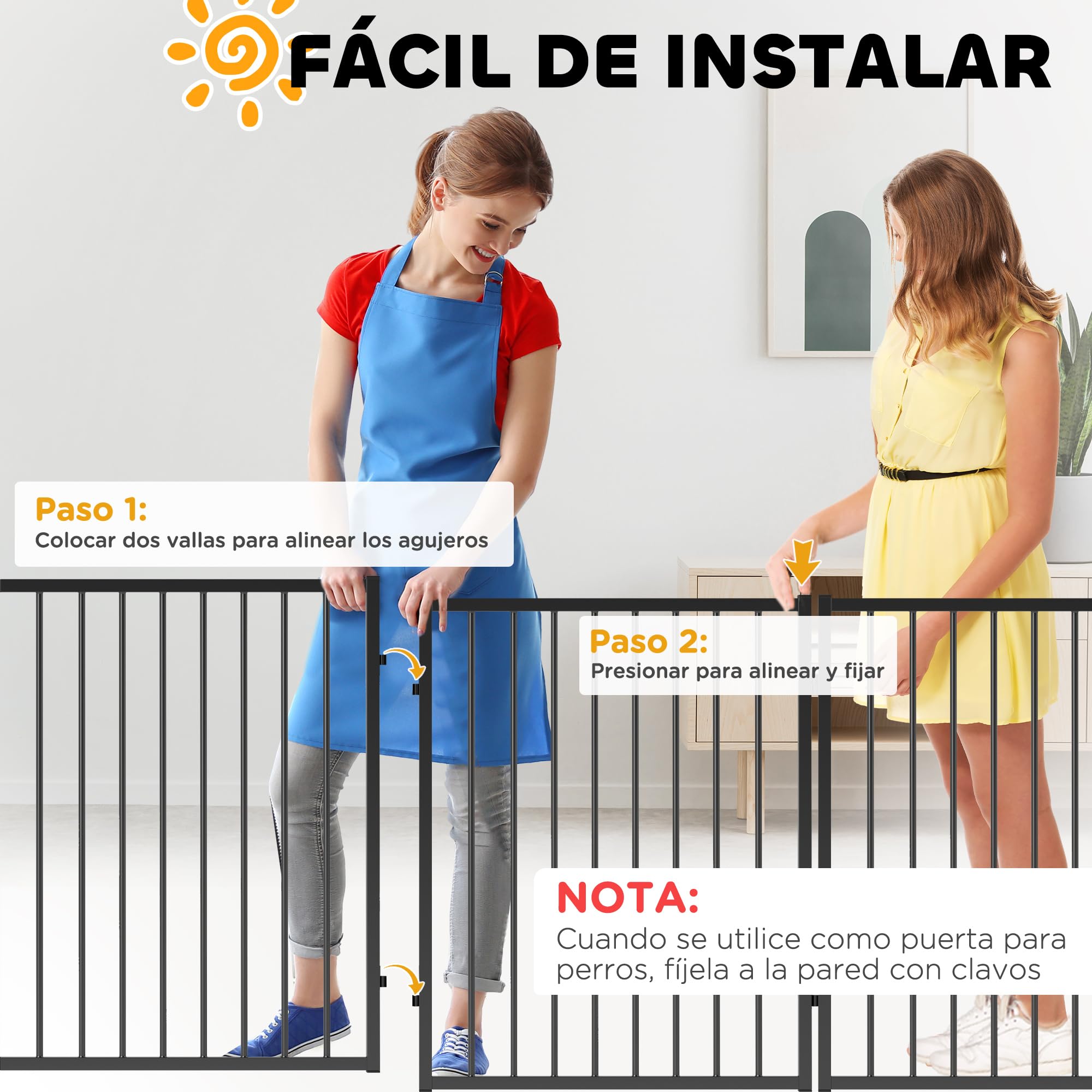PawHut Parque para Perros de 8 Paneles Vallas para Perros Plegables de Acero 76 cm para Pequeños y Medianos para Interior Exterior Jardín Negro