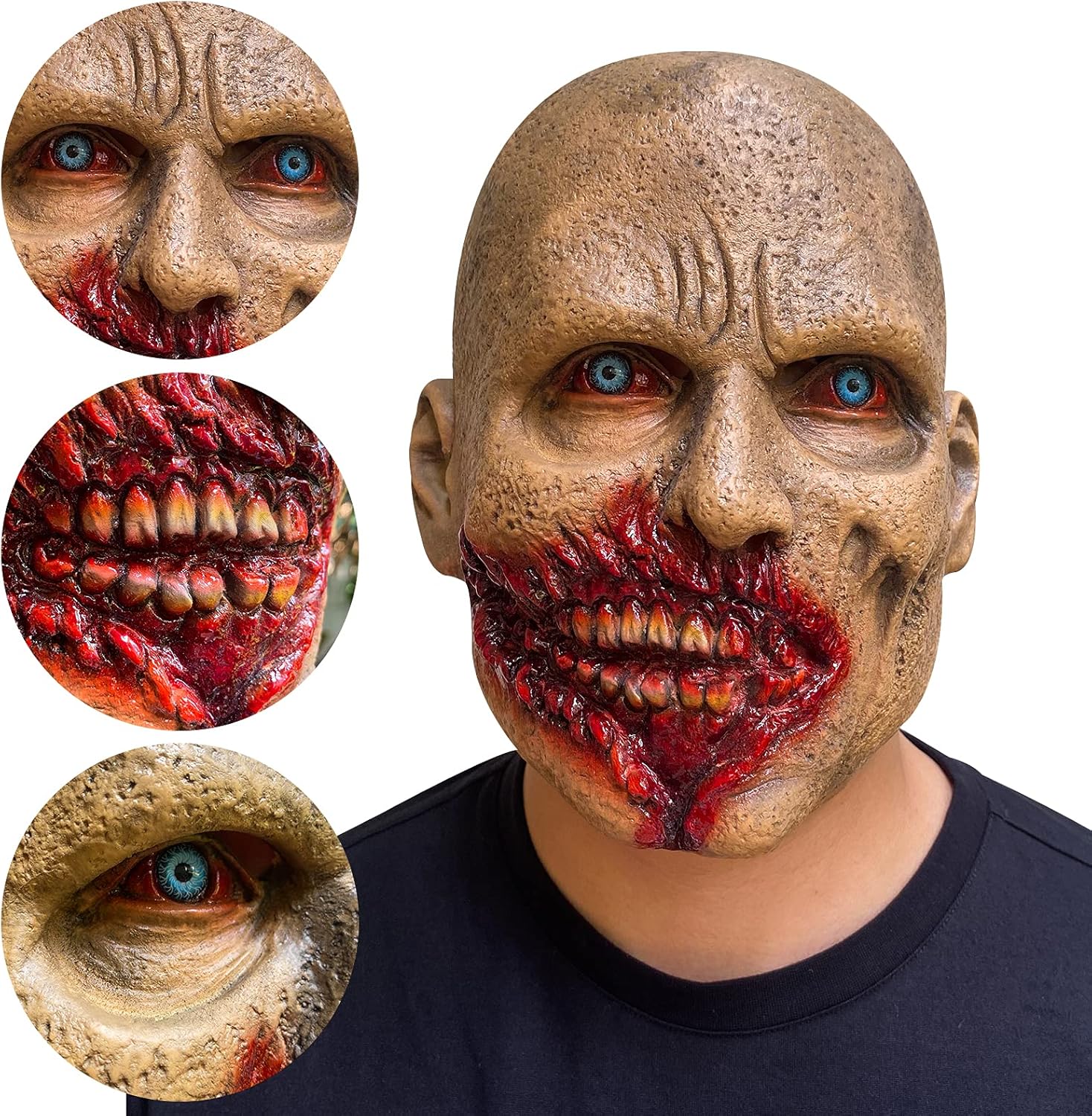 Scary Walking Dead Zombie Mask Creepy Latex Halloween Costume Horror Bloody Adult Halloween Decoration Props - Image 2