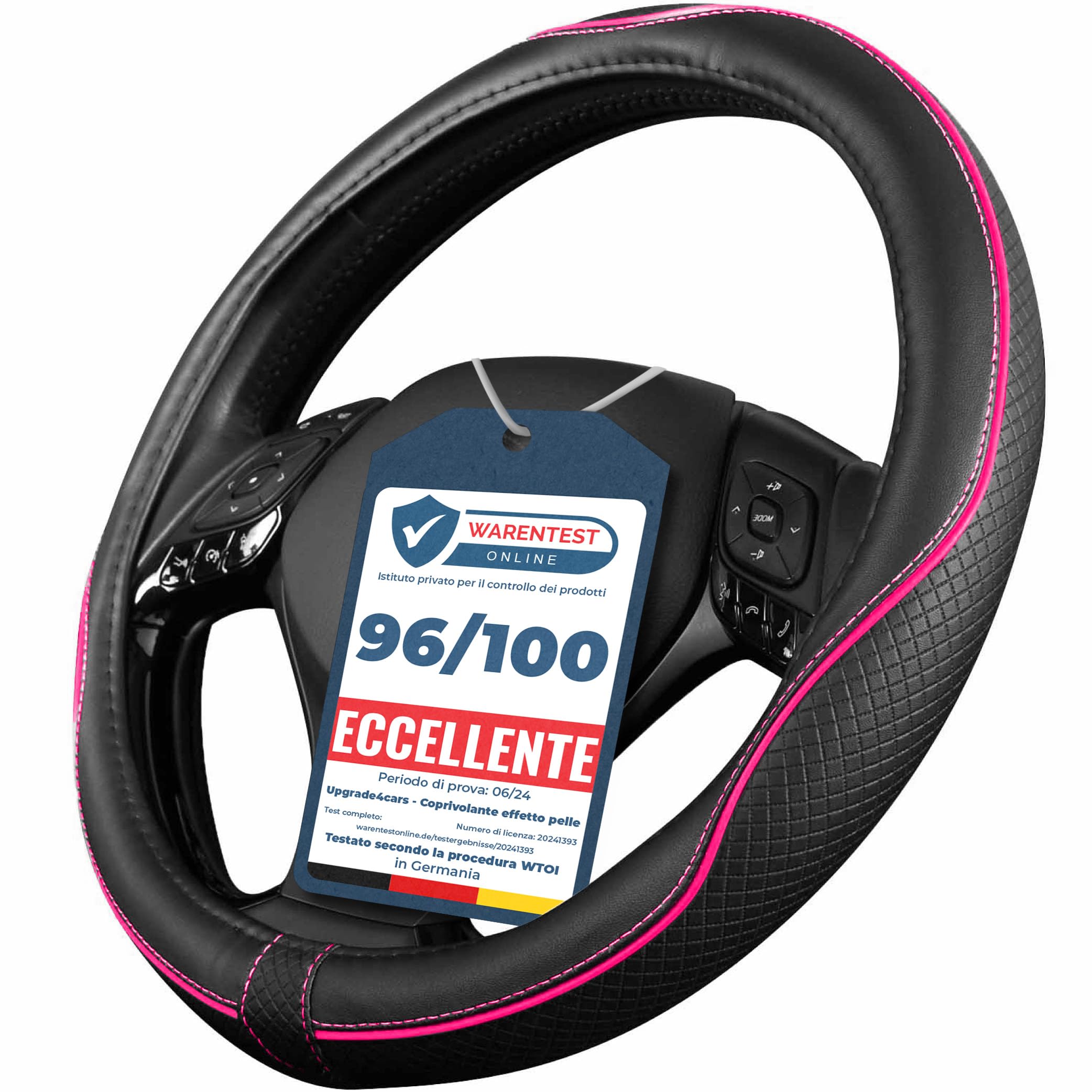 Coprivolante Universale In Microfibra Rosa Chiaro, Morbido E Antiscivolo. Adatto A Volanti Di 37-38 Cm. Perfetto Per Auto, SUV, Camion. - 2