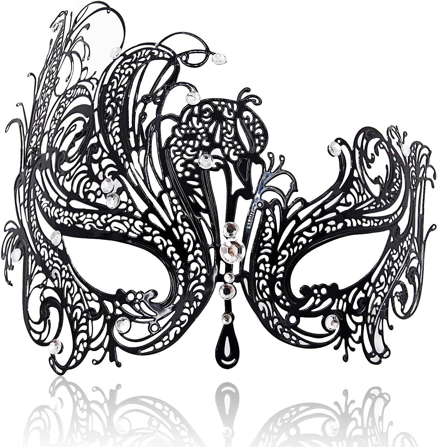 Masquerade Mask For Women Shiny Rhinestone Metal Masks for Halloween Venetian Party Evening Prom Ball Costume