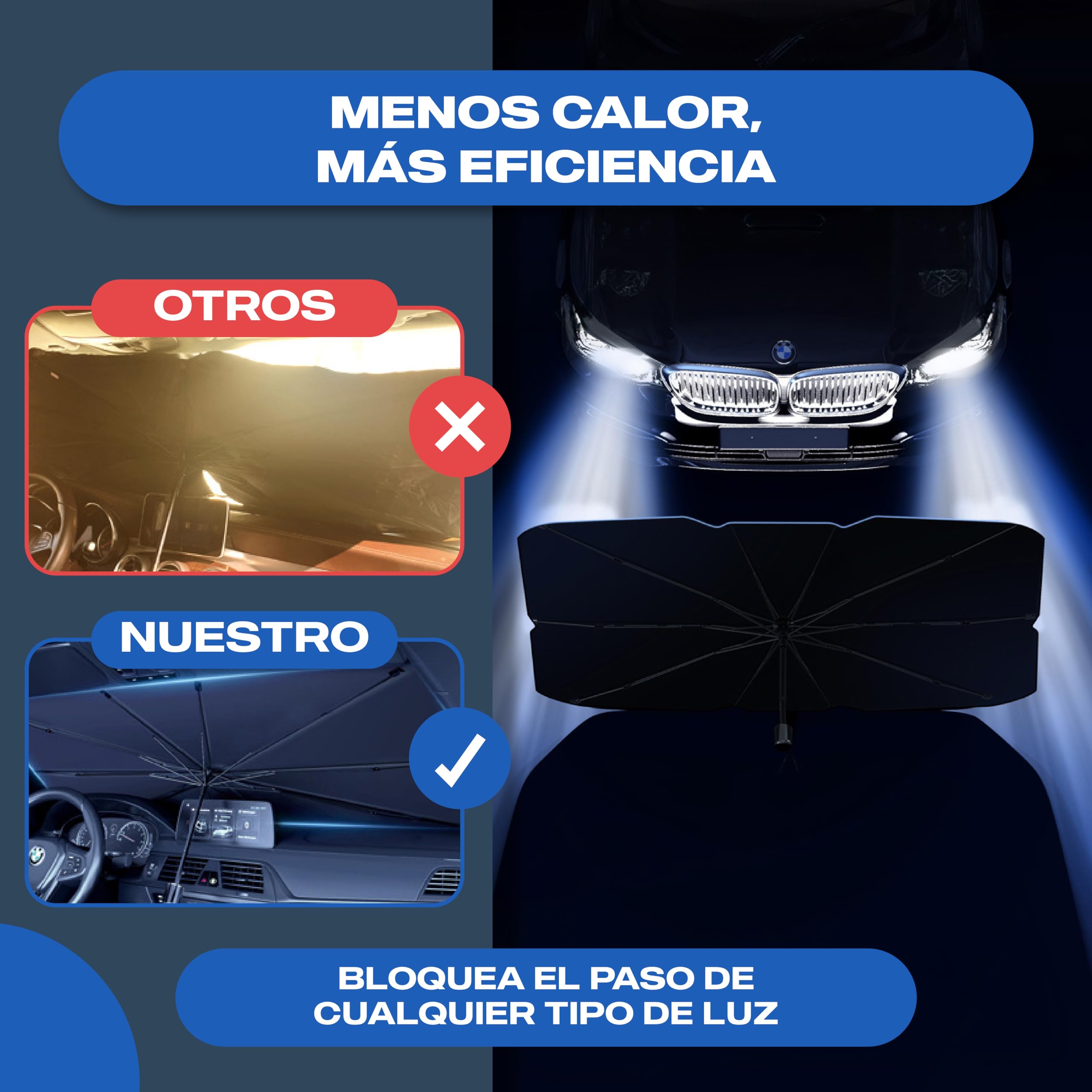 Protector Solar Coche Delantero Parasol SUV Camión UV Titanio 140x80 cm