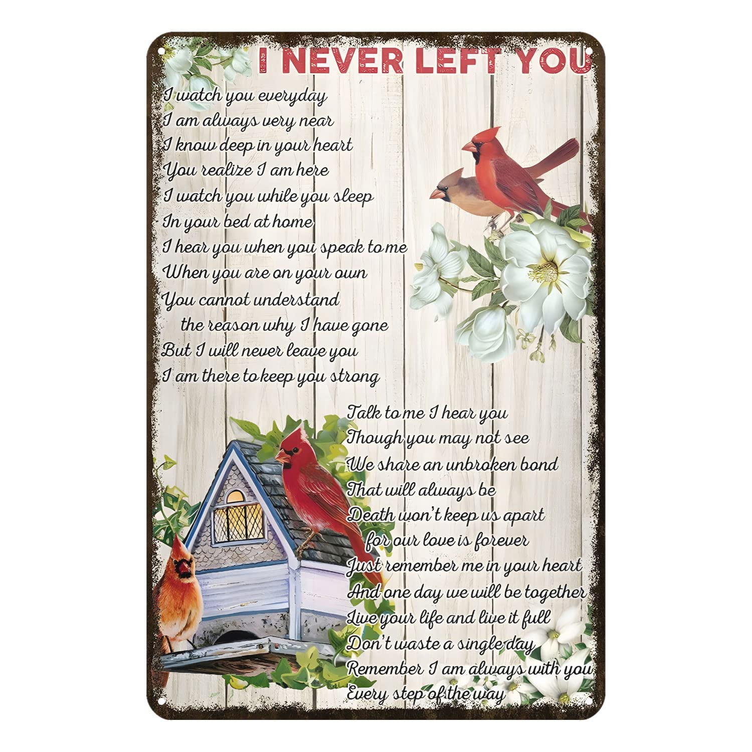 Targa In Metallo Vintage 'I Never Left You' Con Uccello Cardinale – Decorazione Da Parete 30,5x20,3 Cm Per Casa, Bar, Garage, Regalo Originale - 5