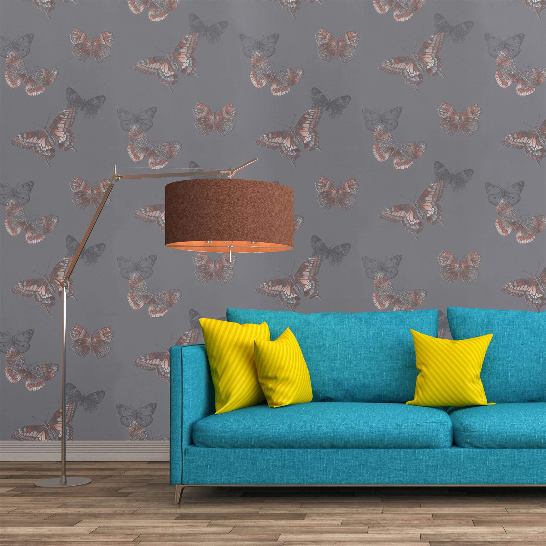 Arthouse Exclusive Marian Glitter Butterfly Motif Pastel Decorative Wallpaper 666001