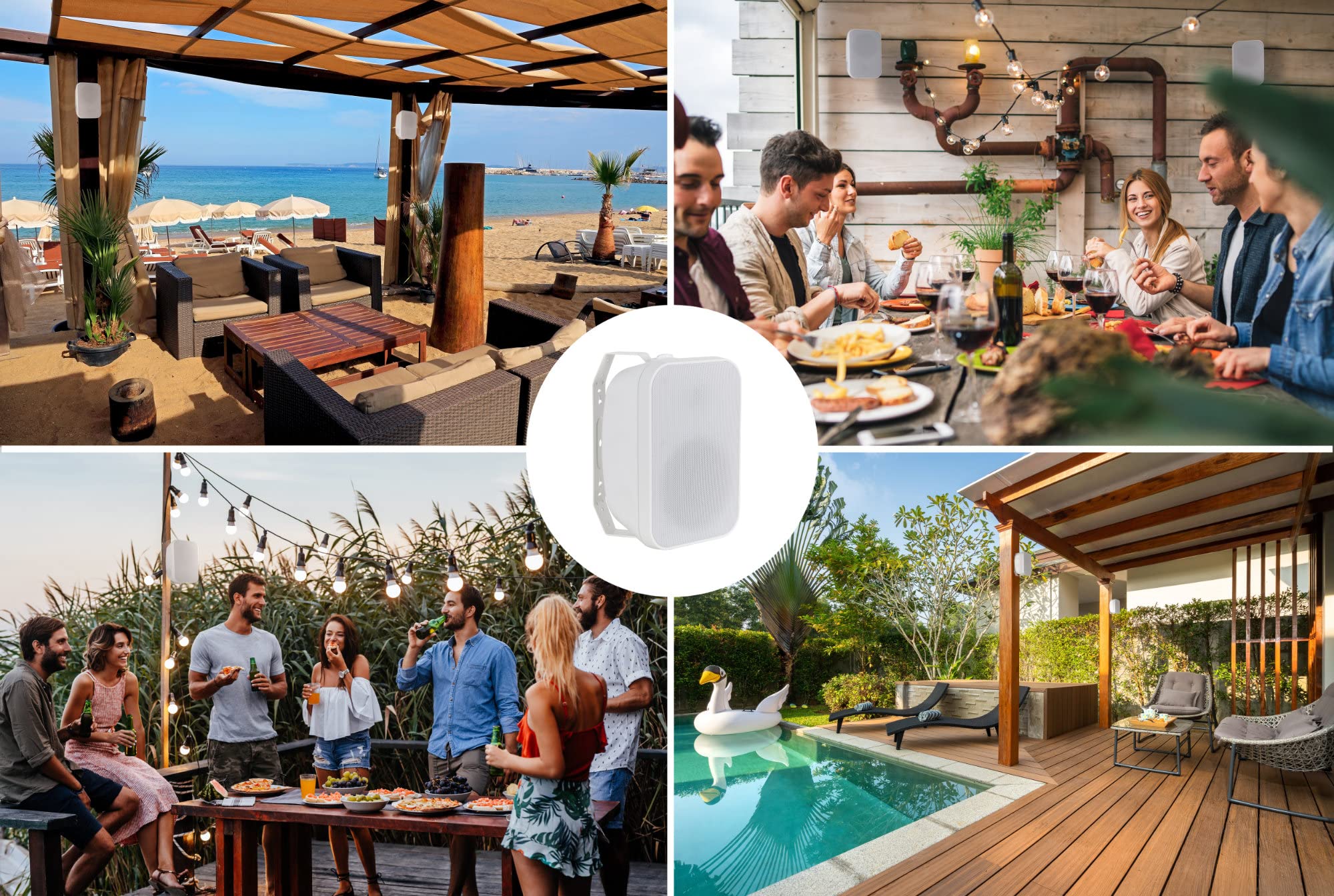 McGrey OLS-5251WH Outdoor-Lautsprecher 2X Set - Zwei-Wege-System - IP56 - Für Restaurant, Biergarten, Terrasse & Garten - 5,25" Woofer und 1" Hochtöner - 50 Watt - 8 Ohm und 70/100V-Betrieb - Weiß