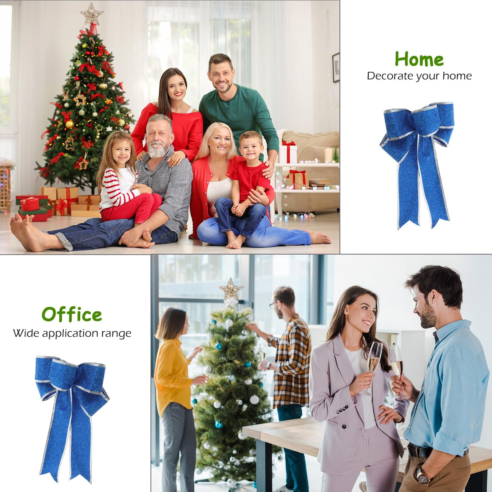 DOITOOL 10 Lazos navideños Grandes para, decoración para Puerta de Entrada, Pared, Valla, Adorno para árbol, Suministros para Fiestas navideñas de Invierno.