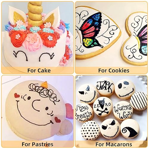 Miniatura 5 de Fanika 3 marcadores comestibles negros de doble cara con punta extrafina (0.016 in) de grosor (0.028 in), marcadores comestibles de doble cara para