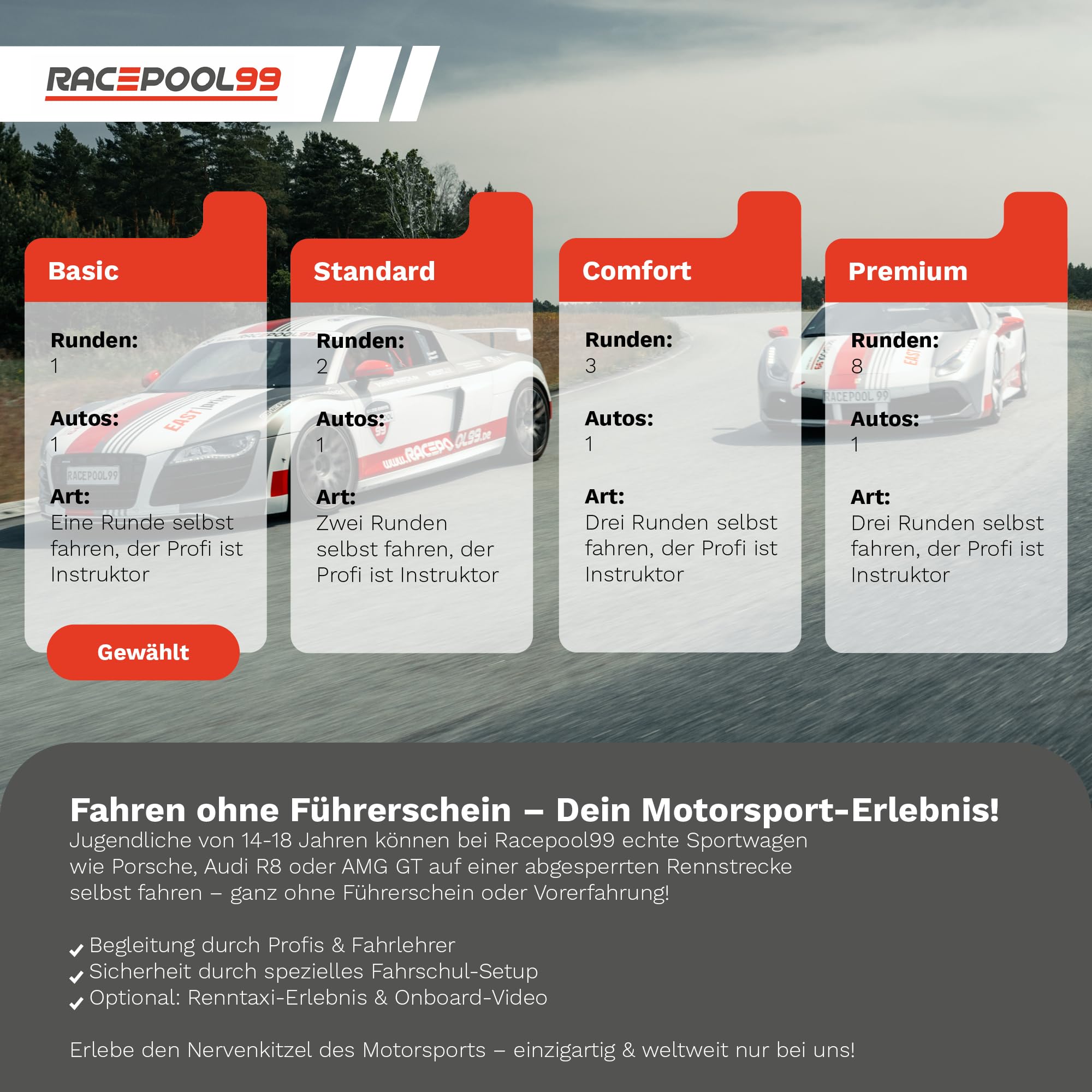 Racepool99 Experiencia Cupón – 1 ronda auto conducción con Porsche 911 GT3 en circuito de Sajonia/Regalos para amantes de los coches/idea de regalo para hombres