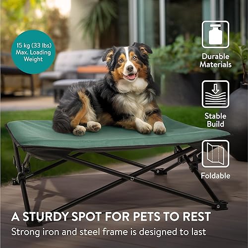 Miniatura 2 de Navaris Cama elevada portátil para perros con bolsa de transporte, cama mediana elevada para perros y gatos para viajes al aire libre, camping,