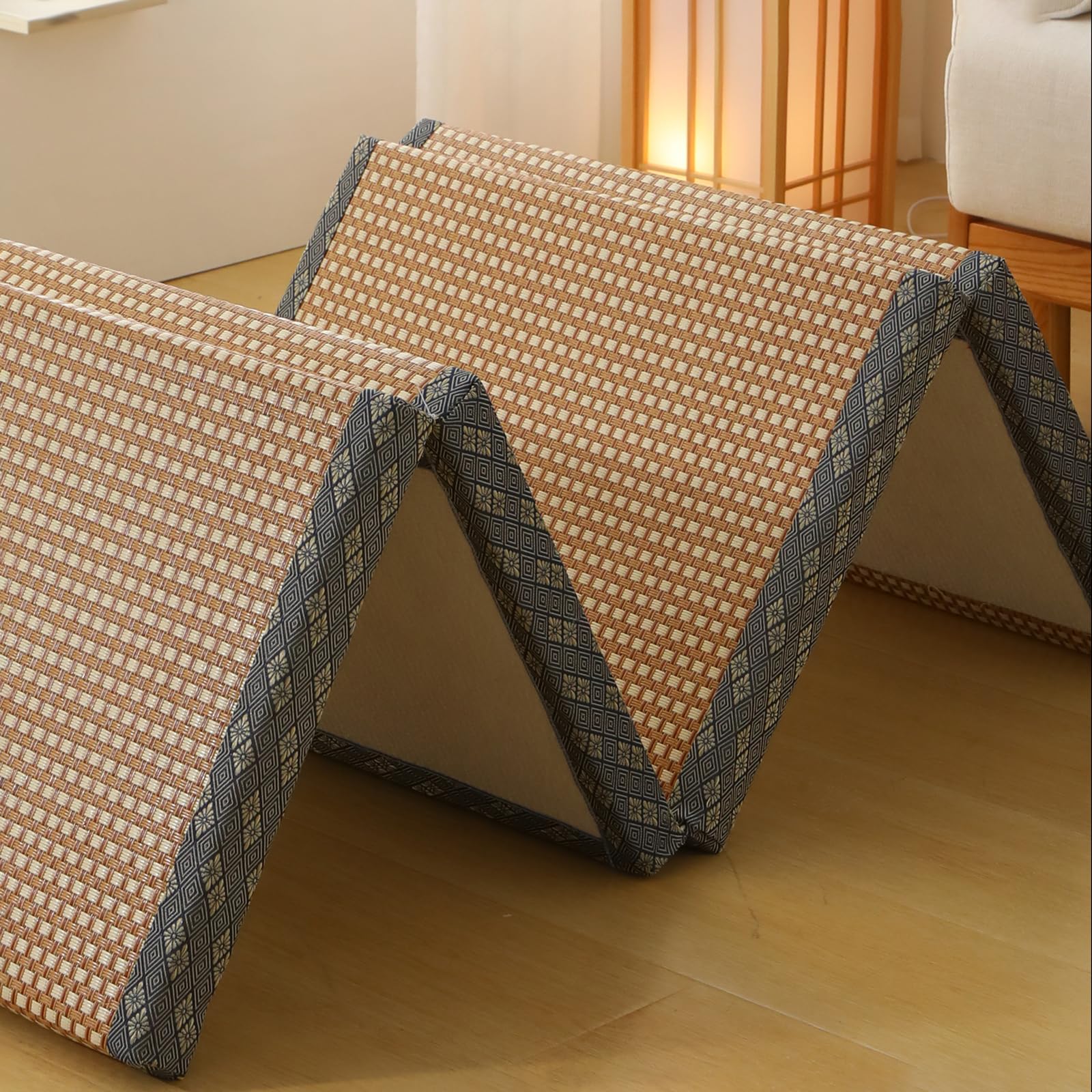 Estera De Tatami Tradicional Japonesa,Tatami Japonés Plegable,Antideslizante Estera De Tatami De Ratán,Alfombra Esterilla Tatami Plegable,Cómodo,Portátil,para Dormitorio,Meditación