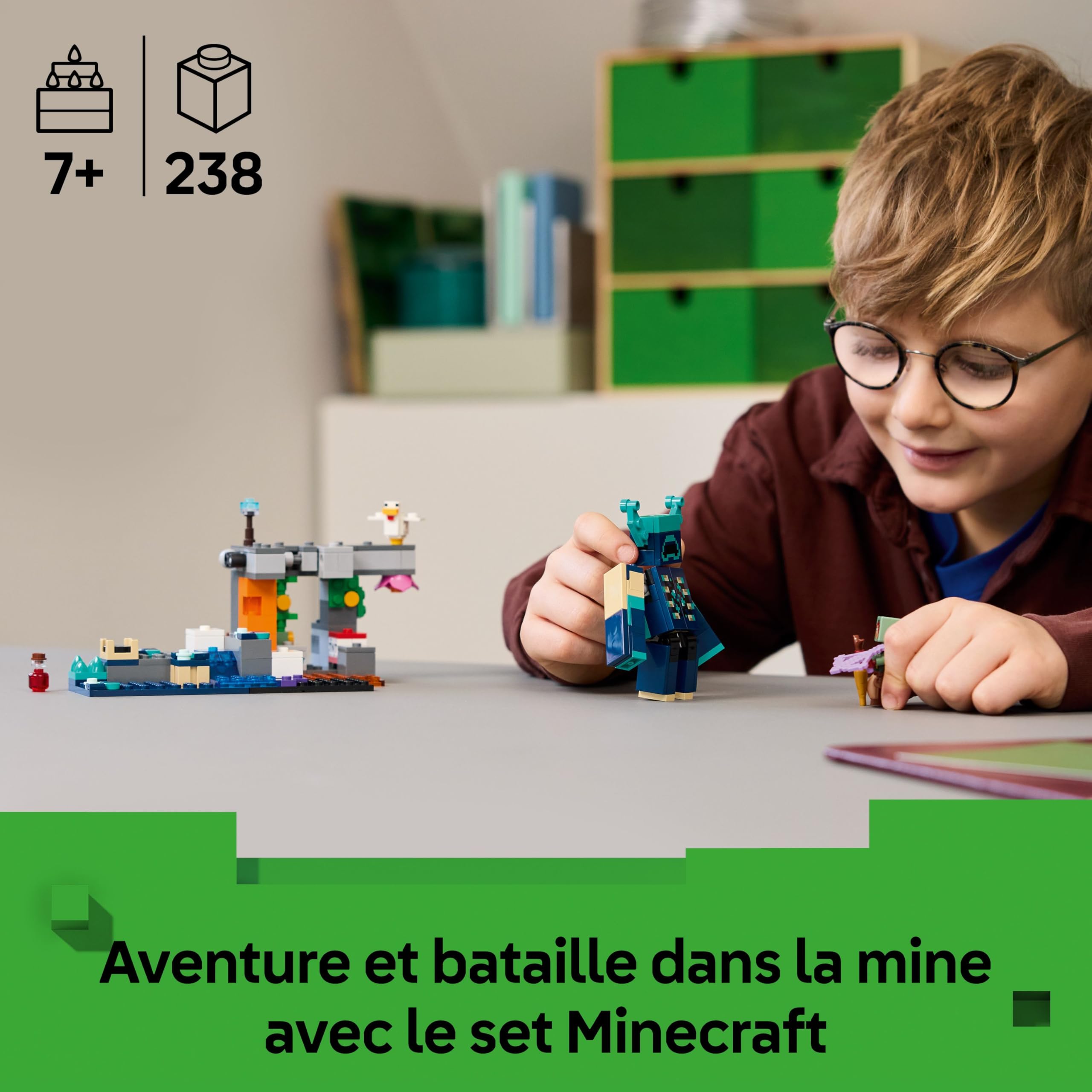 LEGO Minecraft La Rencontre avec Le Warden - Jouet Interactif avec Minifigurine, Figurine de Mob & Fonction TNT Chute de Rocher - Cadeau Collector pour Gamer, Garçon ou Fille dès 7 Ans 21274