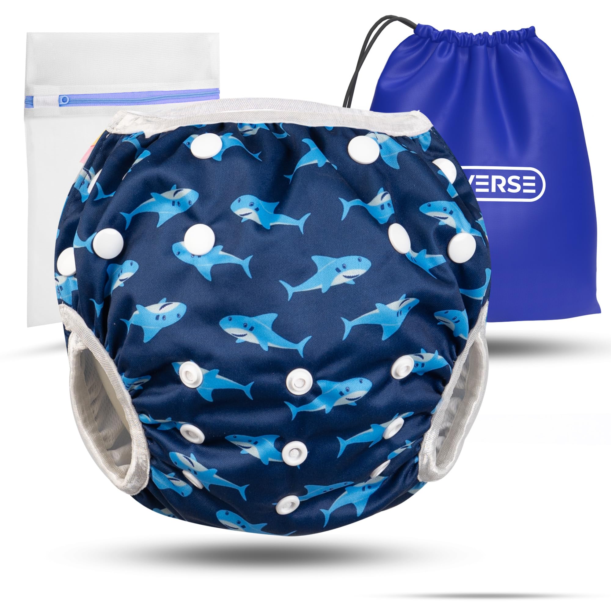 KIDVERSE Baby Swim Nappy Aged 0-3 Years - Reusable Nappies - Skin-Friendly & Highly Absorbent Swim Nappy - Baby Swimming Nappies with Pocket & Laundry Bag