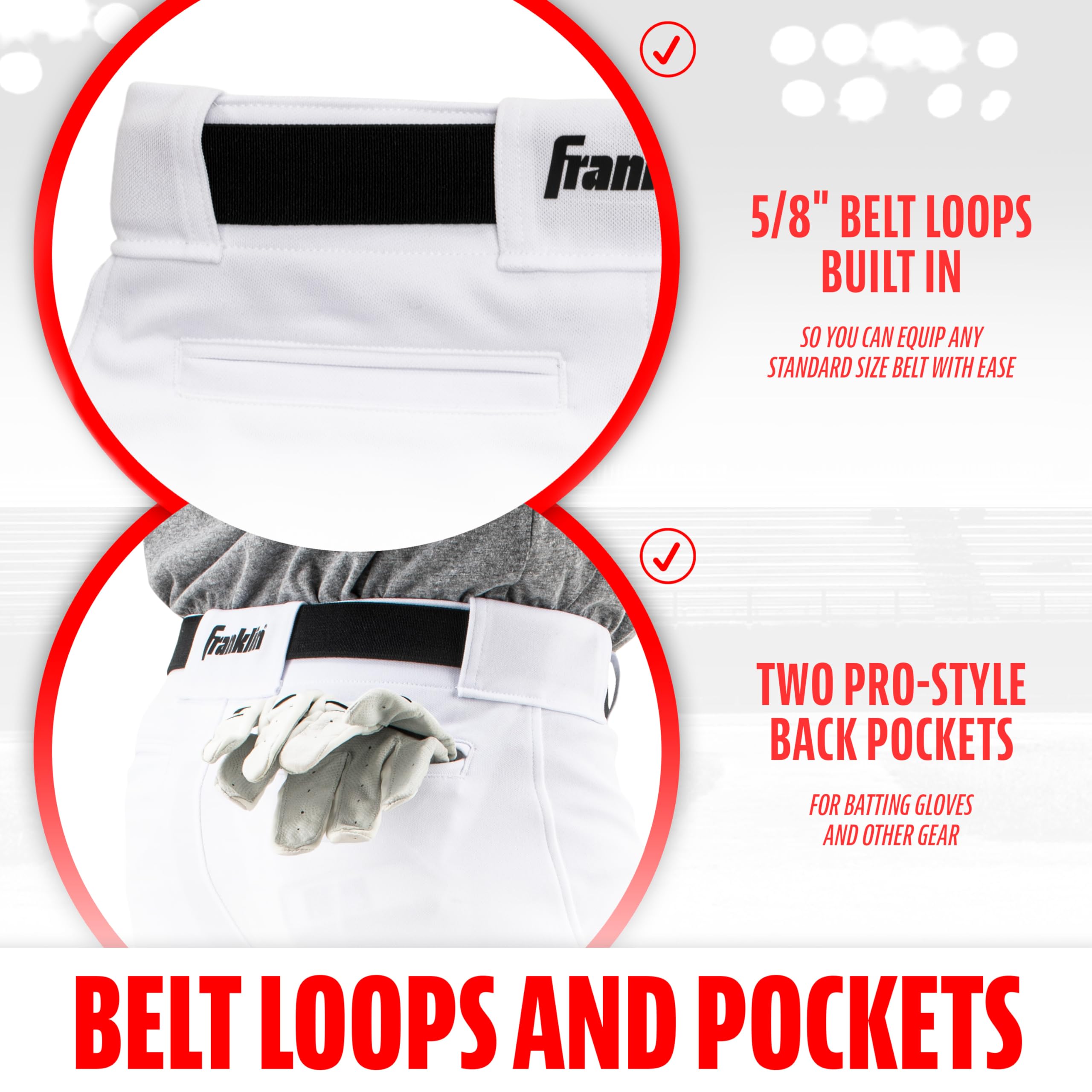Franklin Sports Youth Baseball Pants - Pantalones de béisbol Juveniles Unisex niños