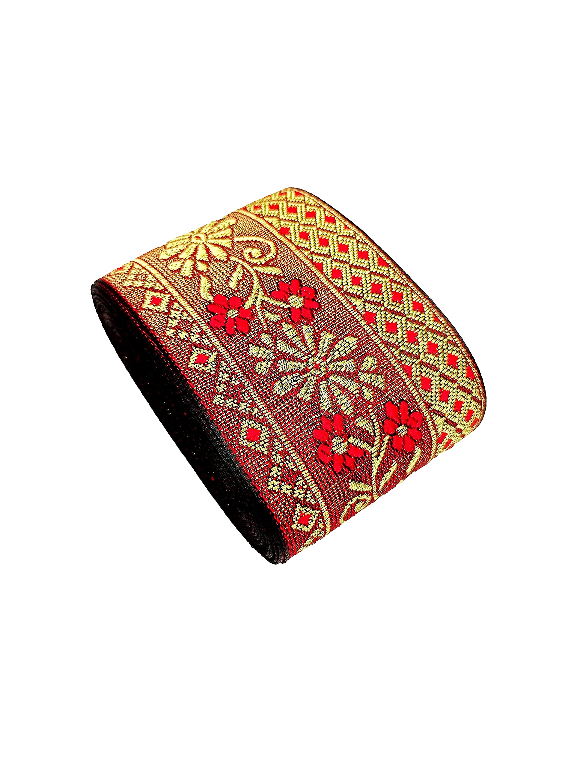 CARTZEYE Lace Border for Saree Falls Reel Jacquard Woven Heavy Design Work for Saree, Kurti, Dresses, Bandhani, Lehenga, Decorative Ribbon - 7.5 cm Width (Red, 9 Meter) 3