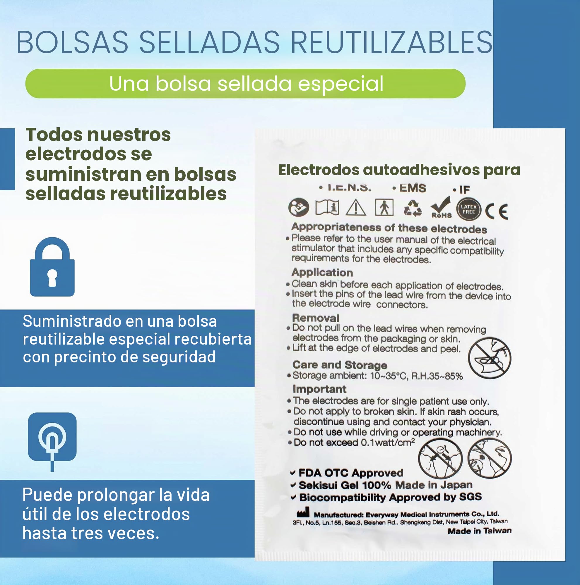 Med-Fit tens pads 16 electrodos 4 packs. El electrodo autoadhesivo extra duradero de la más alta calidad 5cm x 5cm 2 x 2 Med-Fit Electrodes utiliza un gel patentado para una larga vida útil.