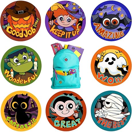 Halloween Stickers for Teachers: Pack of 500 Motivational Rewards