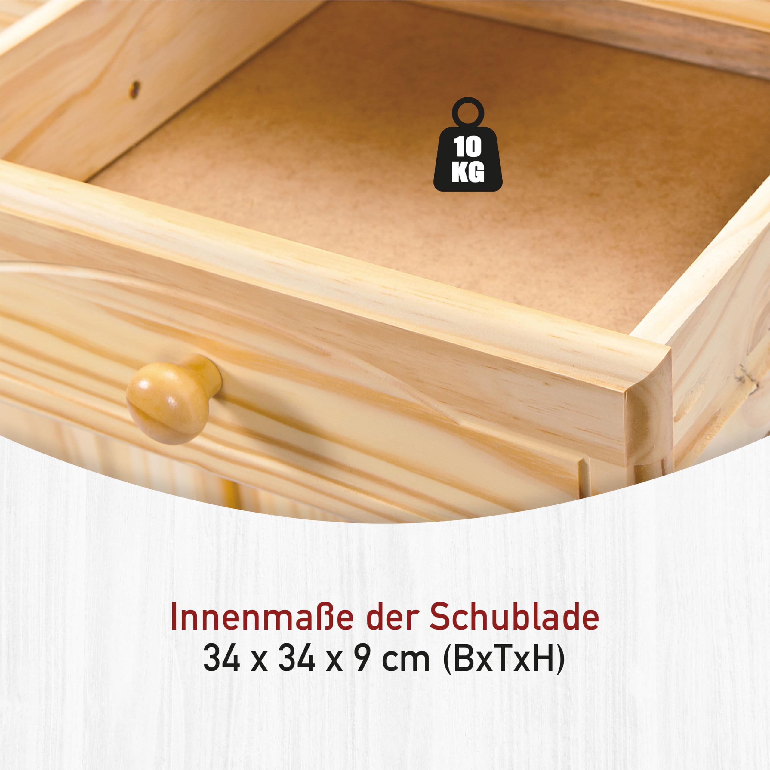 Inter Link – Landhausstil Kommode – Sideboard – Sideboard Buffet – Landhausstil – Beistellschrank - Kiefer massiv – 2 Türen – 2 Schubladen – Natur lackiert - Pamina
