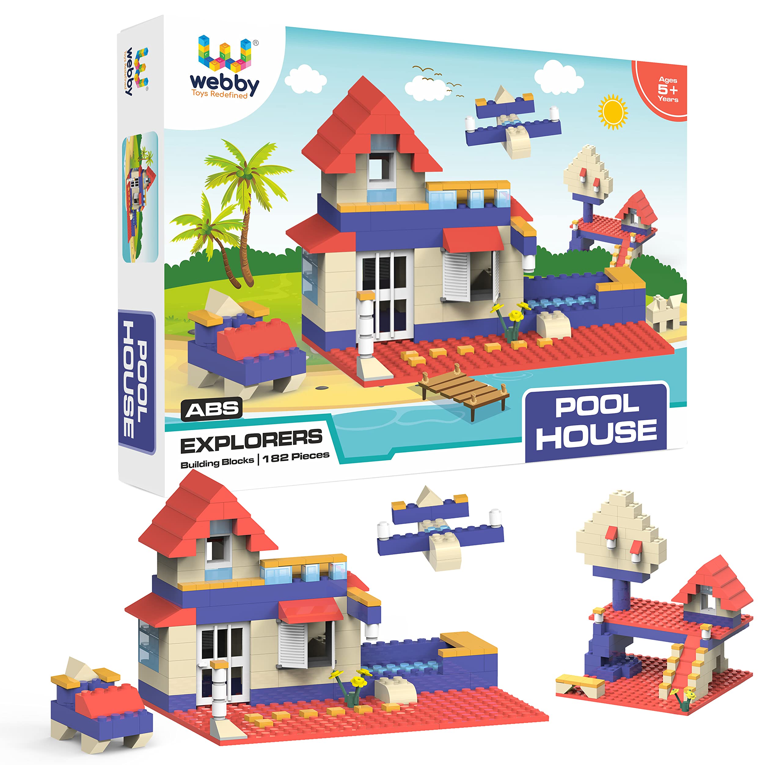 Webby Pool House ABS Building Blocks Kit, Colourful Bricks and Blocks Construction Play Set, Fun Creative Toy Set for 5+ Years Kid (182 Pcs) (B0B49YGLYM) Amazon Price History, Amazon Price Tracker