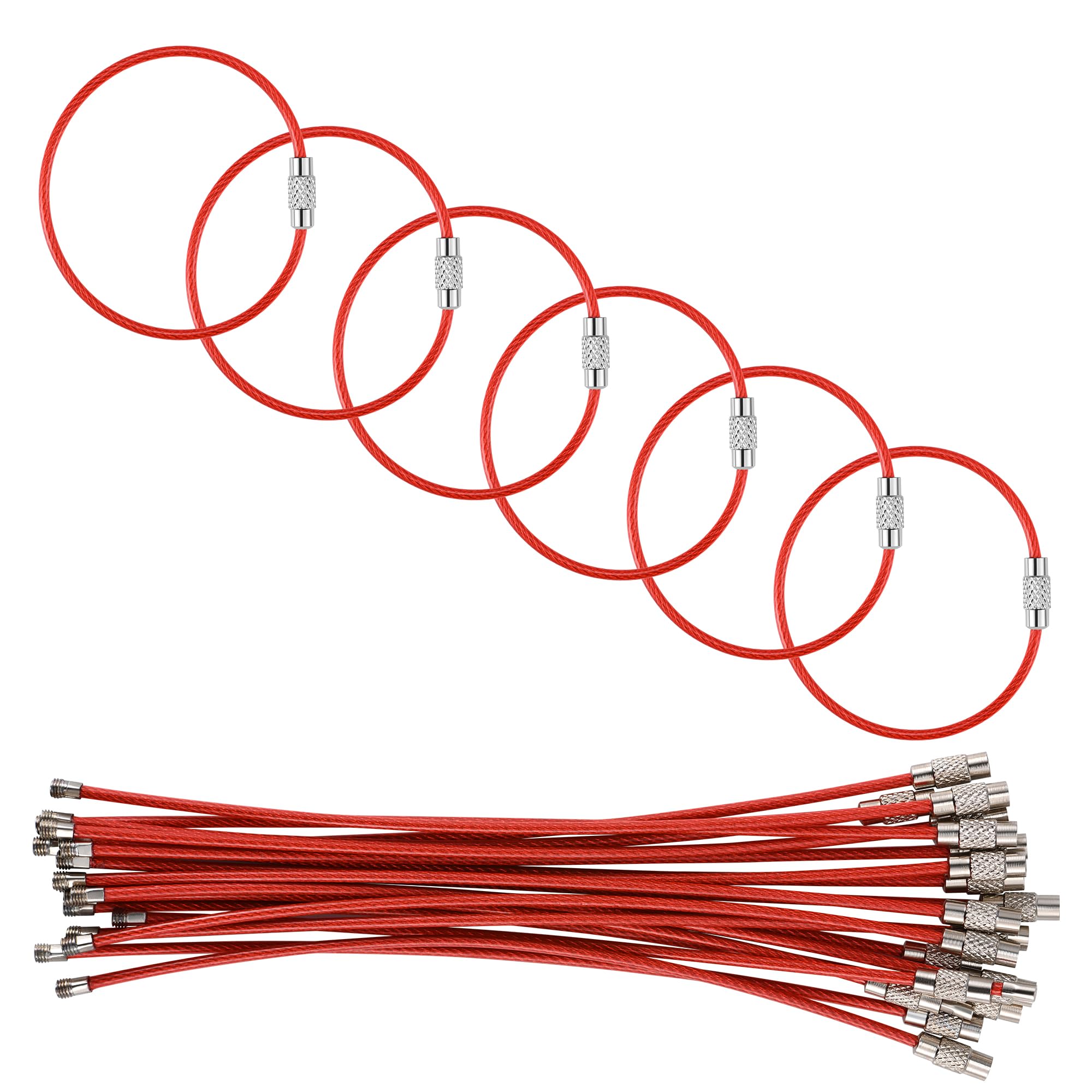 15 cm kabel do kluczy ze stali nierdzewnej, średnica drutu 2 mm, metalowa pętla do kluczy, nadaje się do uprawiania sportu, podróży, bagażu, identyfikatorów, akcesoriów DIY, 20 sztuk