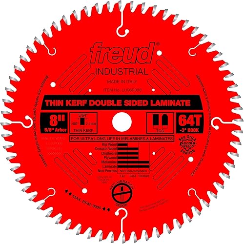 Freud LU96R008: 8 "x 64T Delgado Kerf Laminado de doble cara/melamina