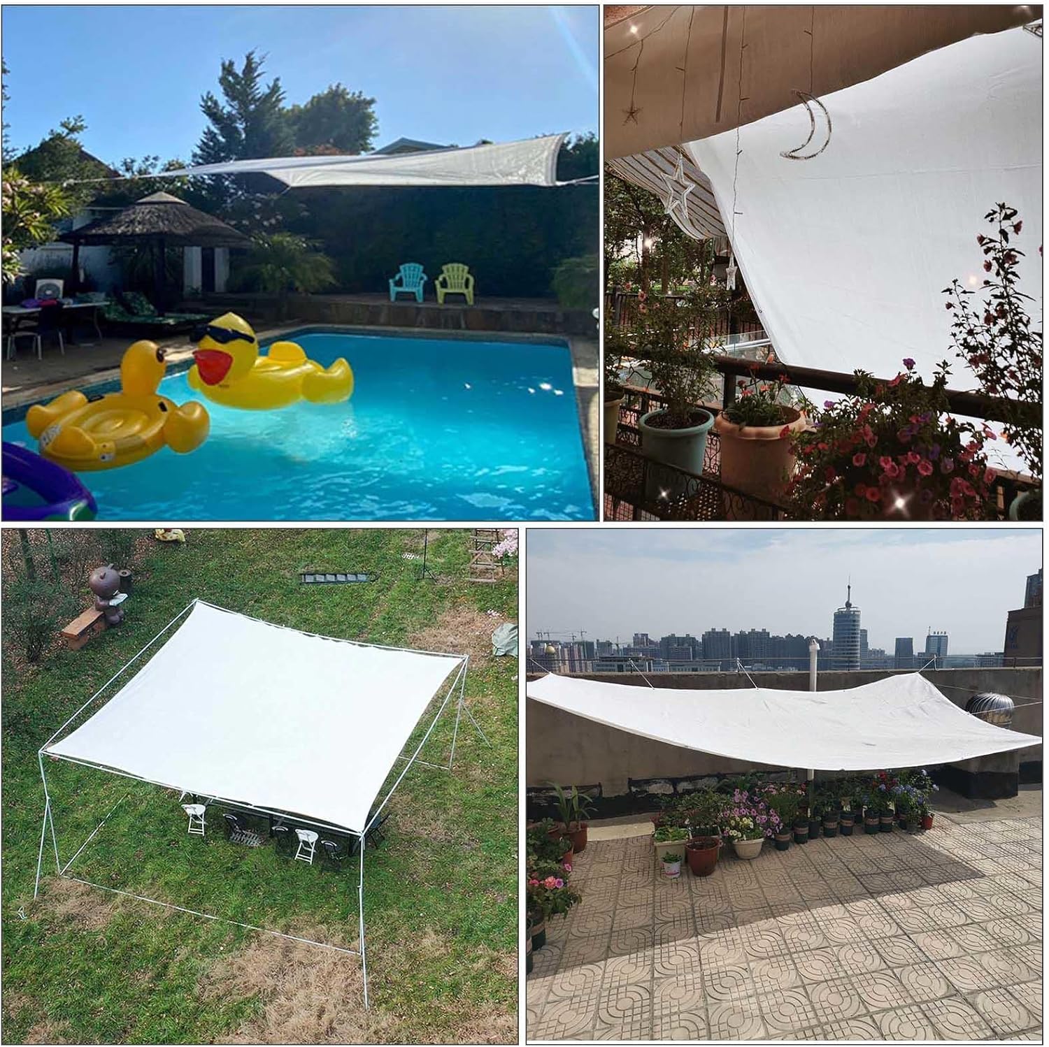 Greenhouse Shade Nets, Sunblock Shade Cloth, 2x3/3x4/4x5/5x6m Shade Sail, White Shade Netting with Grommets, 80% Shading Rate,White-2x3m(6.6 * 9.8ft)