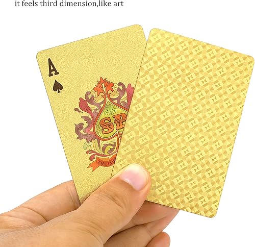Miniatura 6 de EAY - Baraja de cartas dorada impermeable cartas de póker lavables y flexibles material plástico de alta calidad uso para fiestas y juegos