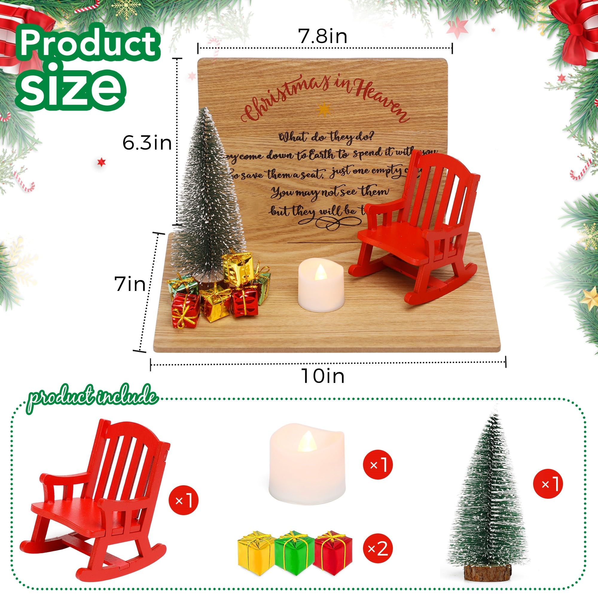Christmas in Heaven Decoration Christmas Memorial Rocking Chair Ornament Save A Seat Memorial Gift (1 seat) - Image 3