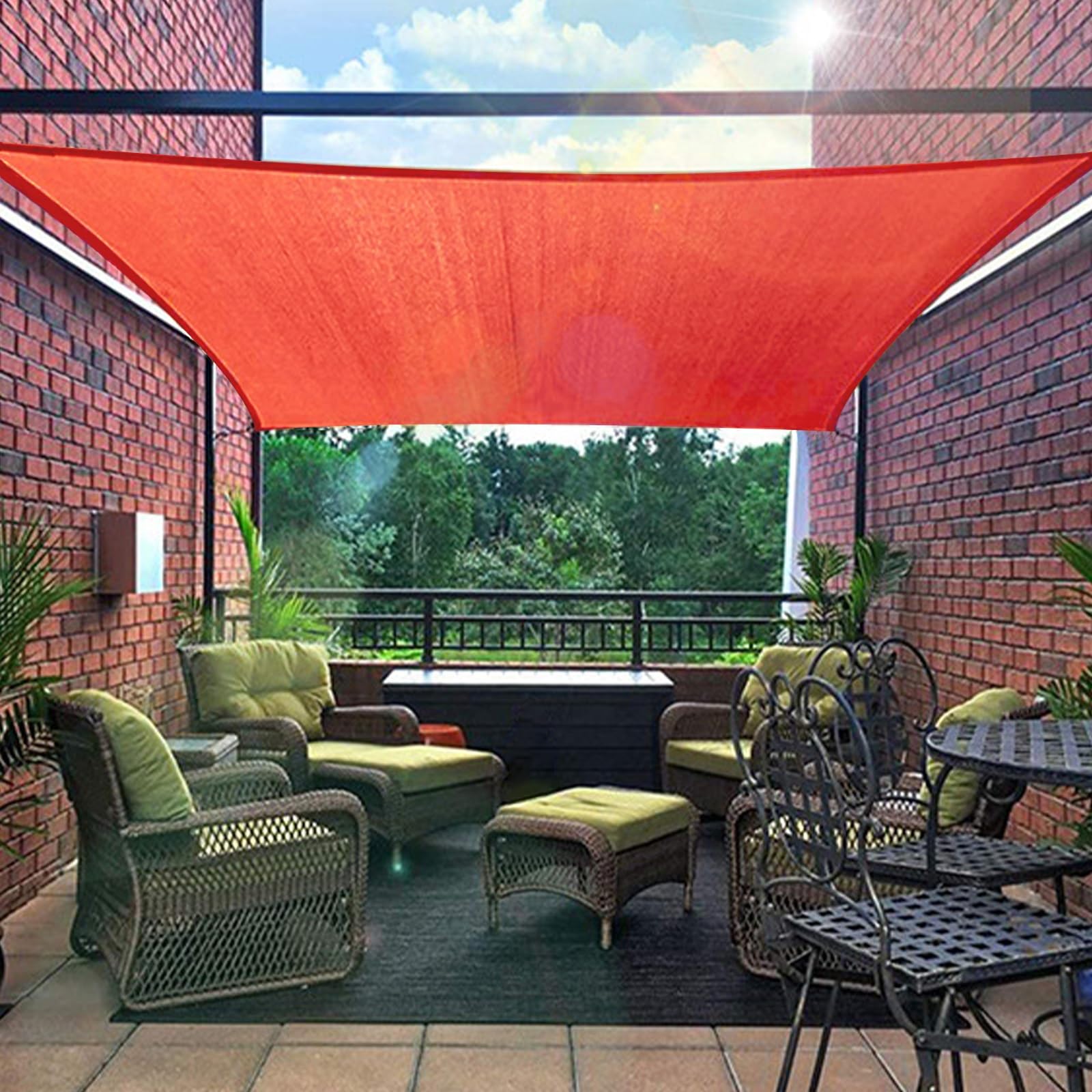Vele Parasole da Giardino Traspirante 2.0x5.0m Realizzata in Tessuto di Poliestere Oxford（PES） Protezione Raggi UV 95% Permeabile all'Aria e all'Acqua Tenda Vela Ombreggiante(Beige,3.0x4.0m)