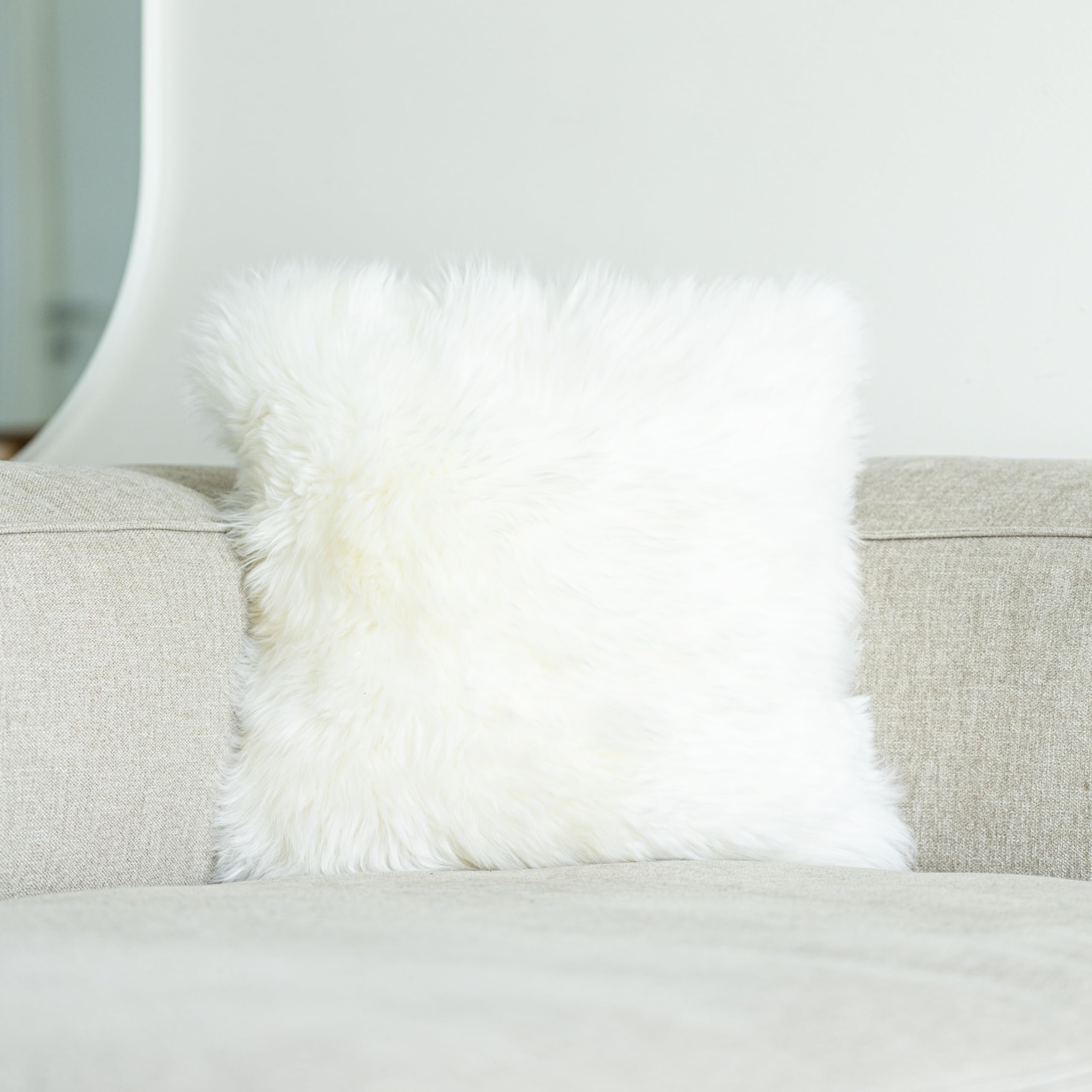 Nordic Sheep Fluffy Sheepskin Cushion Covers 40x40cm, White