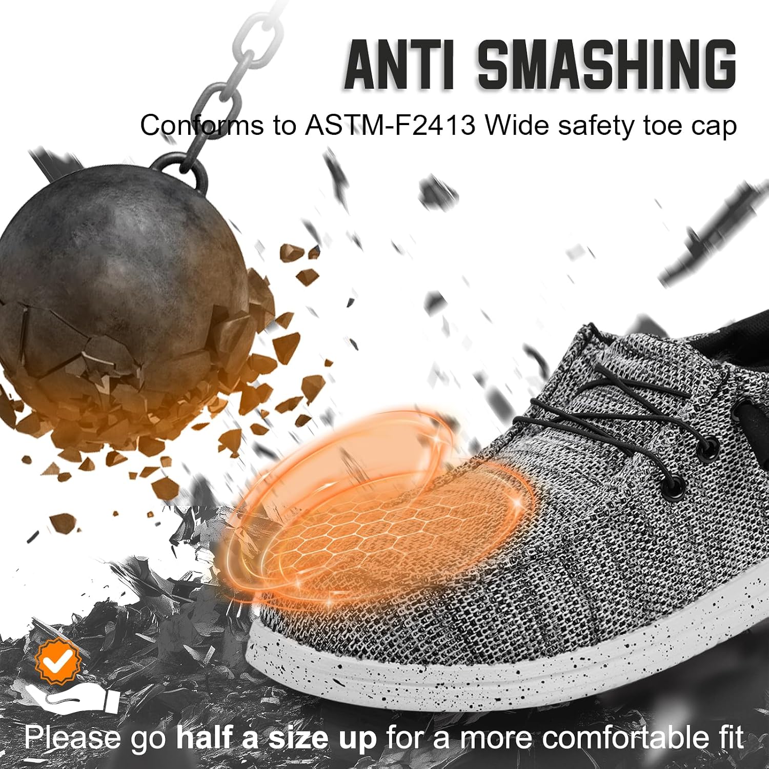 Steel Toe Shoes for Men Lightweight Loafers Slip On Safety Work Shoes Composite Toe Comfortable Non Slip Tennis Dress Sneakers image 2