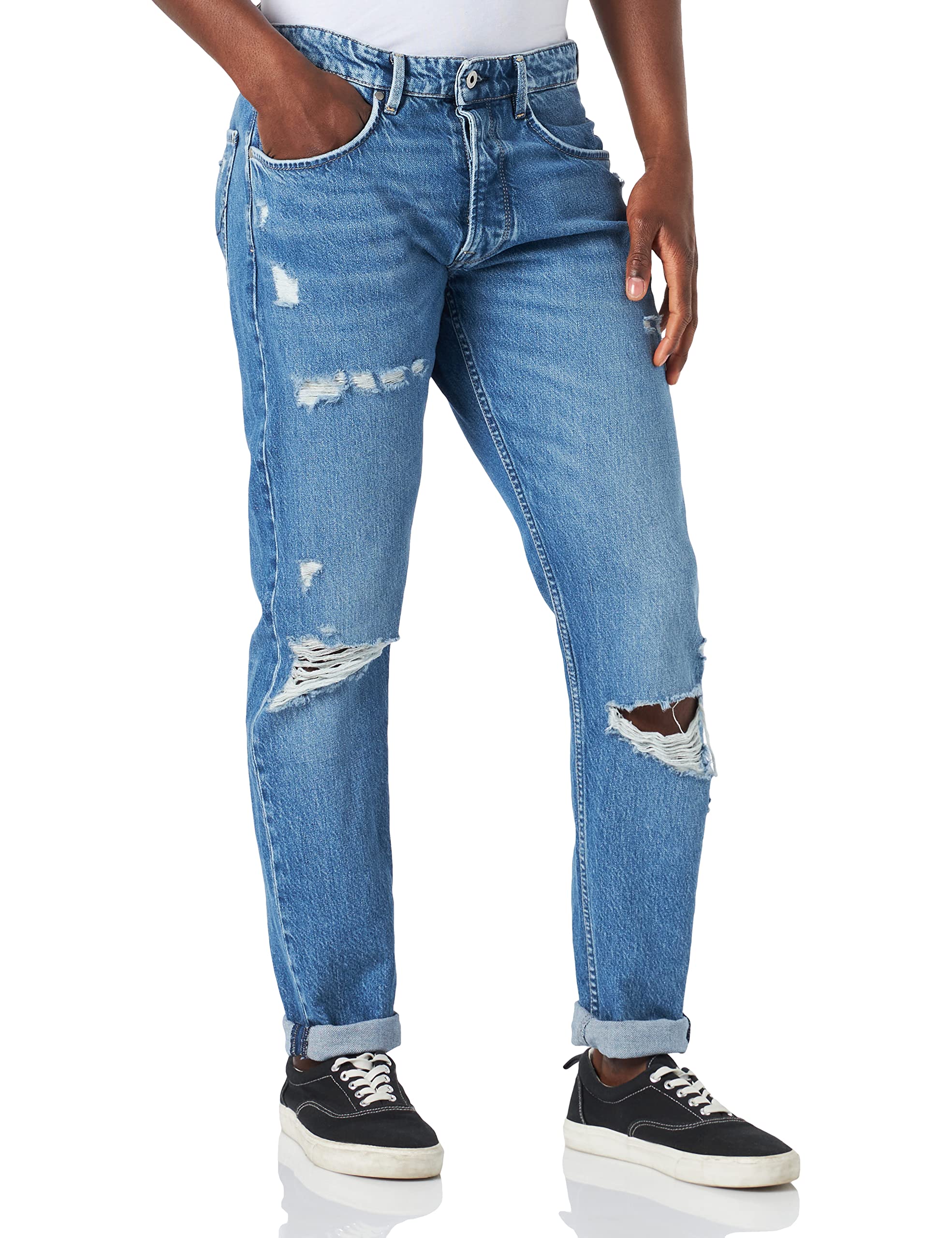 Pepe Jeans Men's Callen Crop Jeans, Blue (Denim-RF7), 36W / 32L