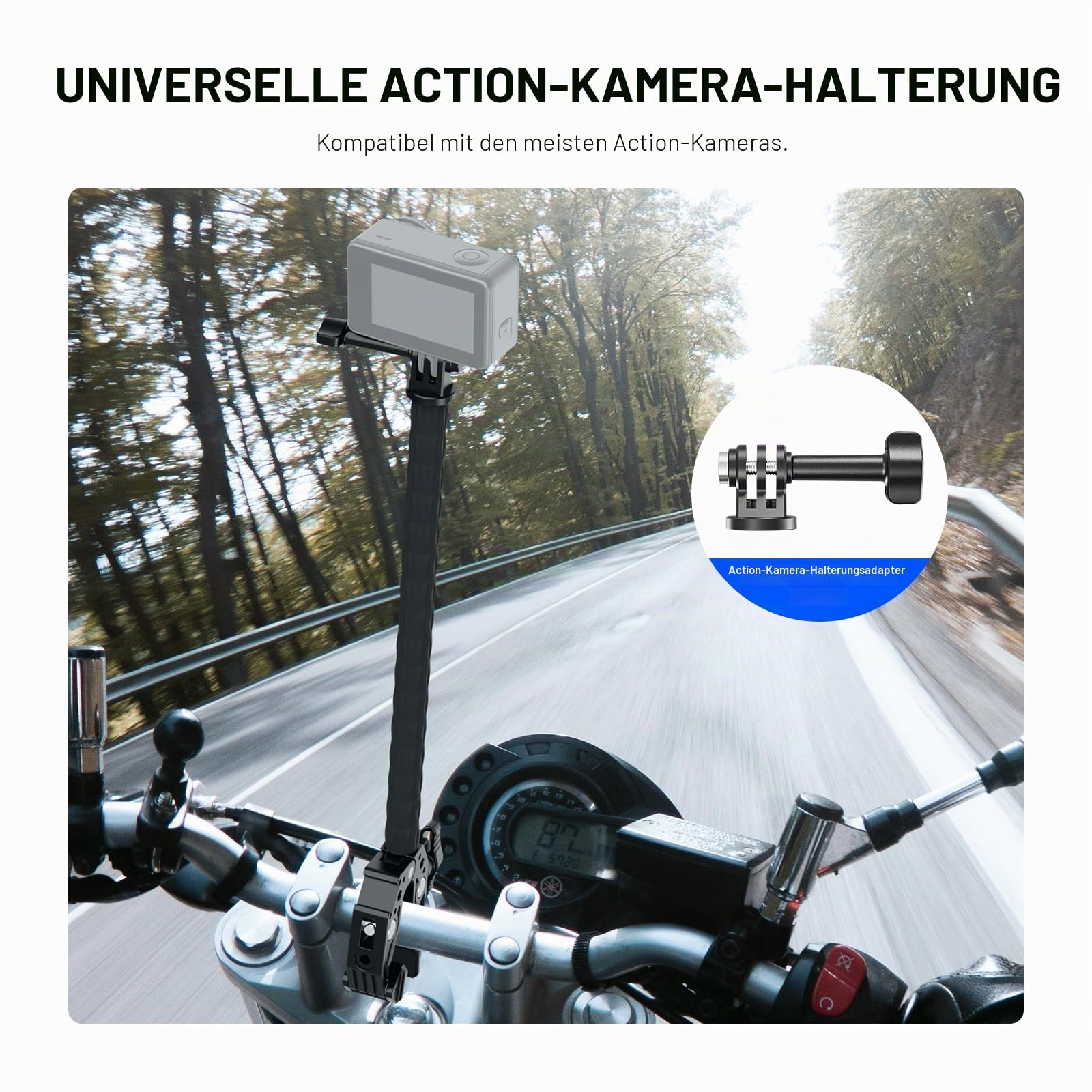 NEEWER Actionkamera Halterung Set mit Super Clamp, weichem Schlauch, verstellbarer Halterung für flache/runde Oberflächen, kompatibel mit GoPro, Insta360, DJI Actionkamera, Handy, GP-26