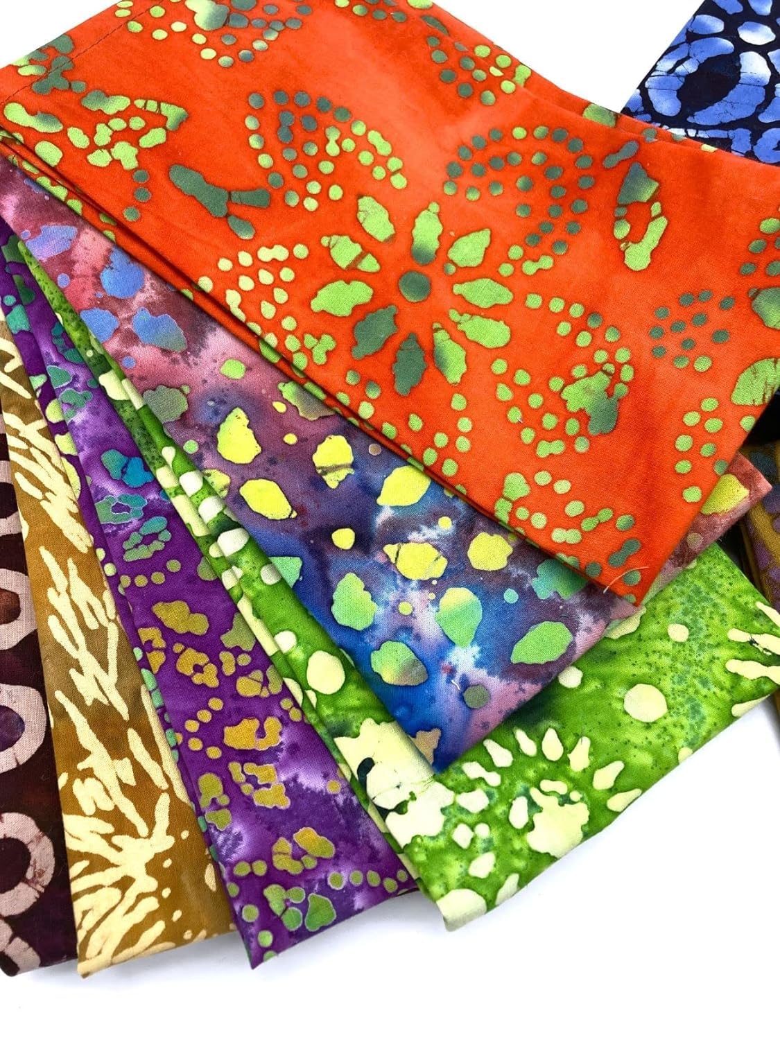 Gift Set of Unique Batik Print Napkins - 17 inches square - Hand-Dyed Nature Prints - 100% Cotton Fabric - Hemmed Squares - Homemade in Texas - Random Assortment (Set of 10)