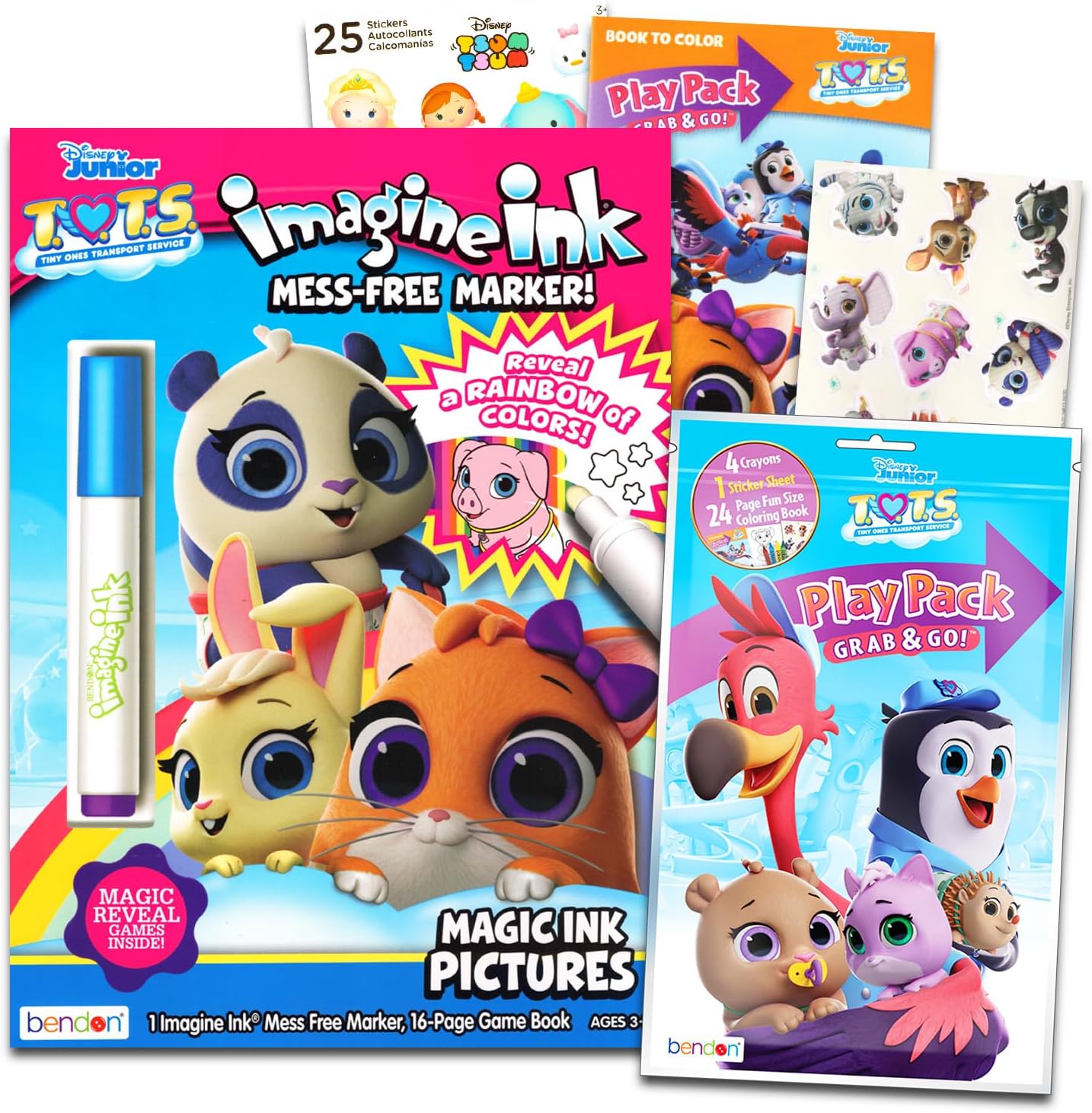 T.O.T.S. Tiny Ones Transport Service Coloring and Activity Book Bundle for Boys, Girls ~ T.O.T.S. Coloring Book Set for Kids with Wreck It Ralph Stickers (T.O.T.S. Party Supplies and Favors)