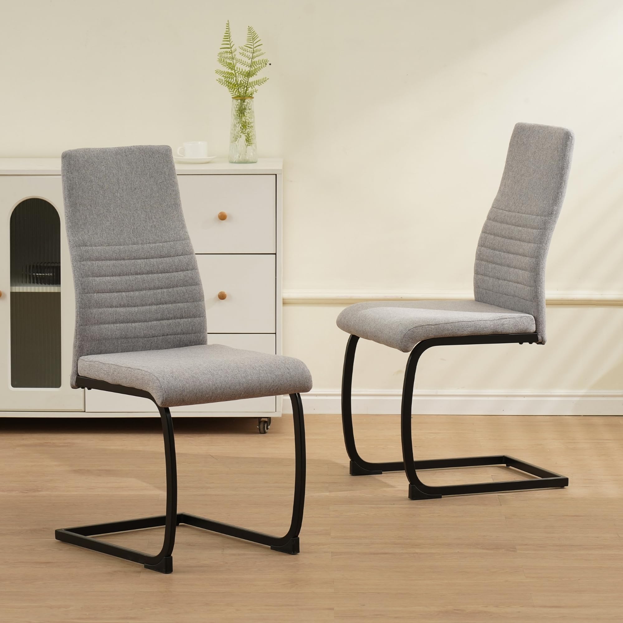ALBATROS Sedia Cantilever Turano, Set da 4 Pezzi, Grigio - Design Moderno, Rivestimento in Tessuto, Imbottitura Spessa per Cucina e Sala da Pranzo
