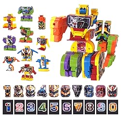 HOPANDOS 10 in 1 Number Robots Transforming Toys - Convertible to Big Robot, Number Blocks with 10 Digital Cards, STEM Learning Toys for Kids Ages 3+, Gifts for Boys Girls