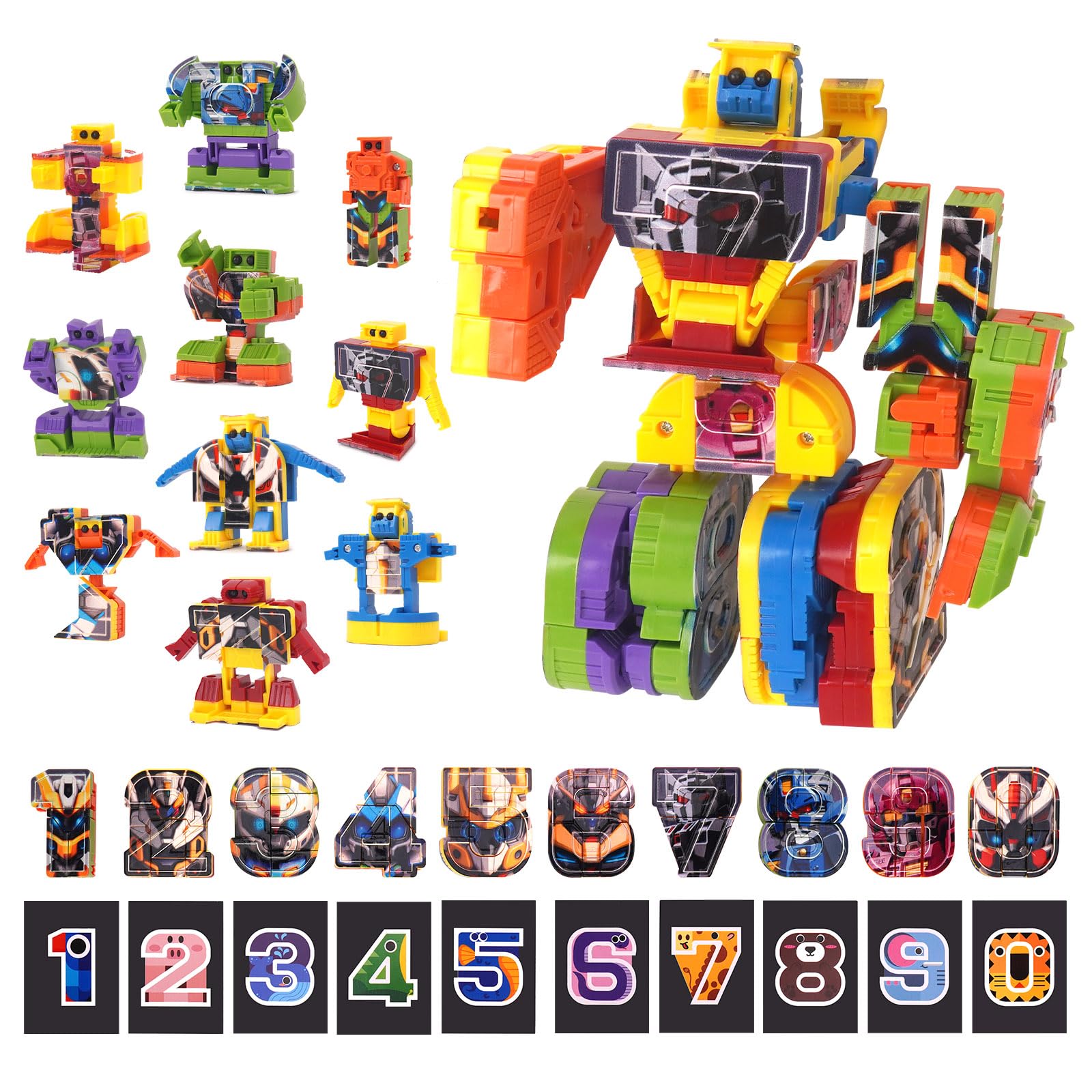 Amazon.com: HOPANDOS 10 in 1 Number Robots Transforming Toys