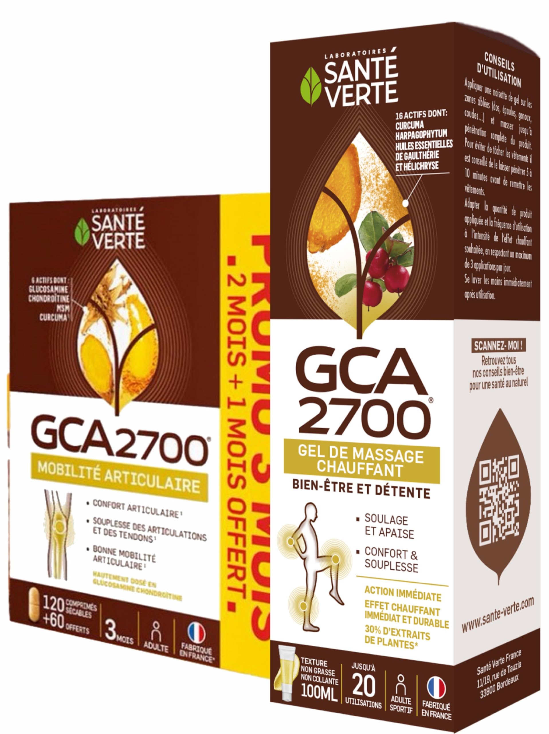 Salud Verde – confort articulaciones GCA 2700 Kit completo – 3 meses de tratamiento de + Gel de masaje