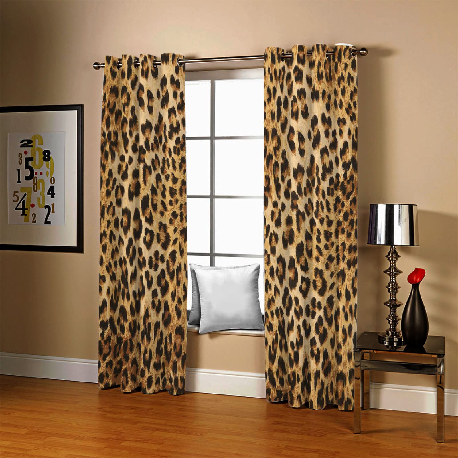 Amazon｜GDSLEP 遮光カーテン ヒョウ柄 プリントカーテン 2枚 間仕切り