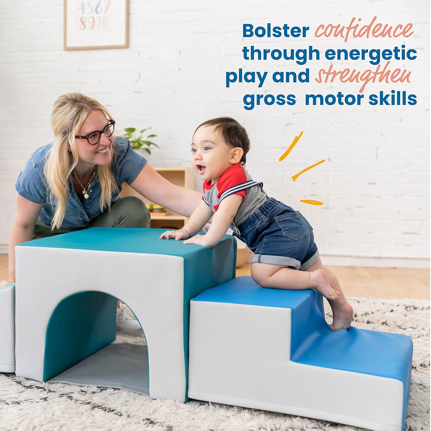 Black Friday Clearance ECR4Kids - ELR-12717F-CT SoftZone Single-Tunnel Foam Climber & ELR-12683 SoftZone Climb and Crawl Activity Play Set, Lightweight Foam Shapes for Climbing, 5-Piece Set, Primary,Assorted