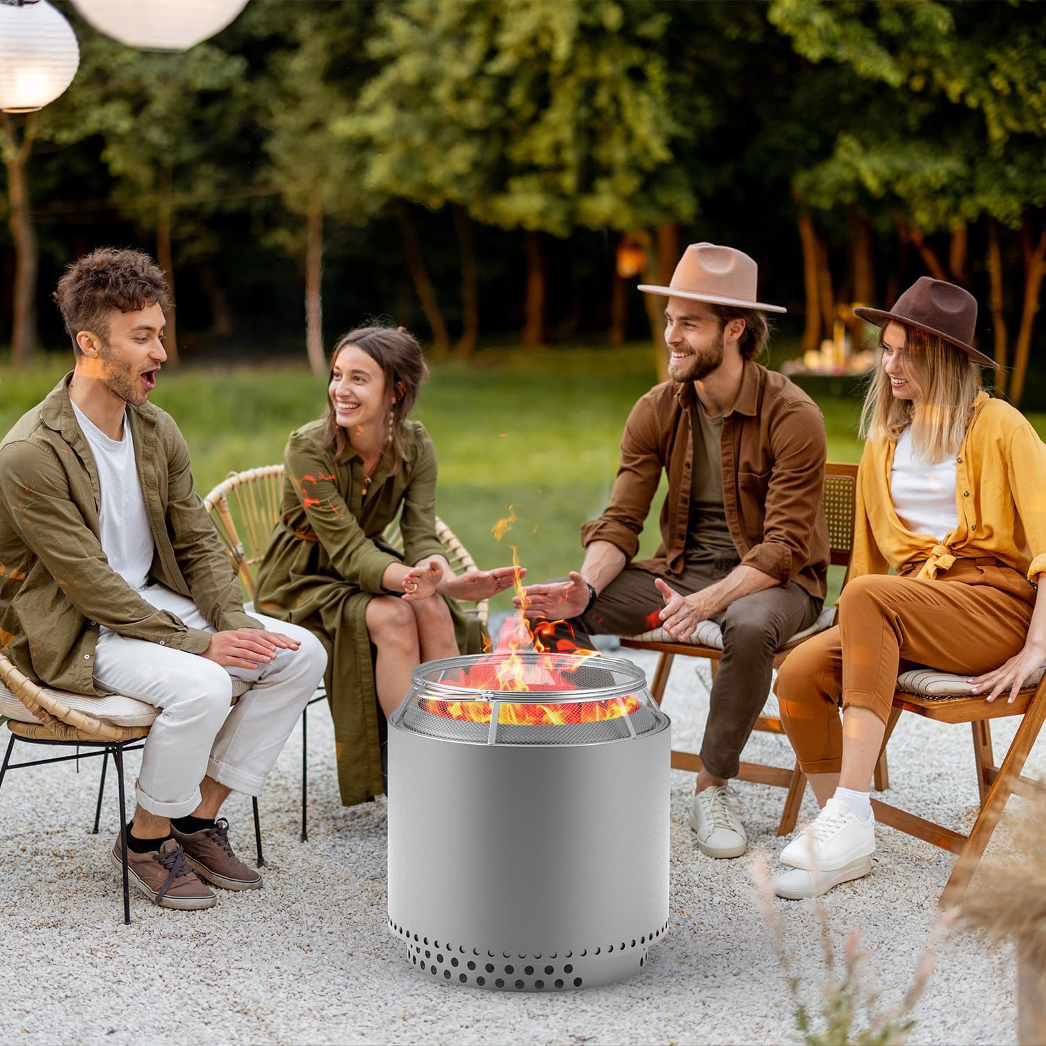 Fire Pit Spark Protector Screen, Mesh Protective Spark Screen for Solo Stove Bonfire Shield, Portable Outdoor Fire Pit Accessories for Backyard and Outdoor Fire Pits Hot Embers, Stainless Steel