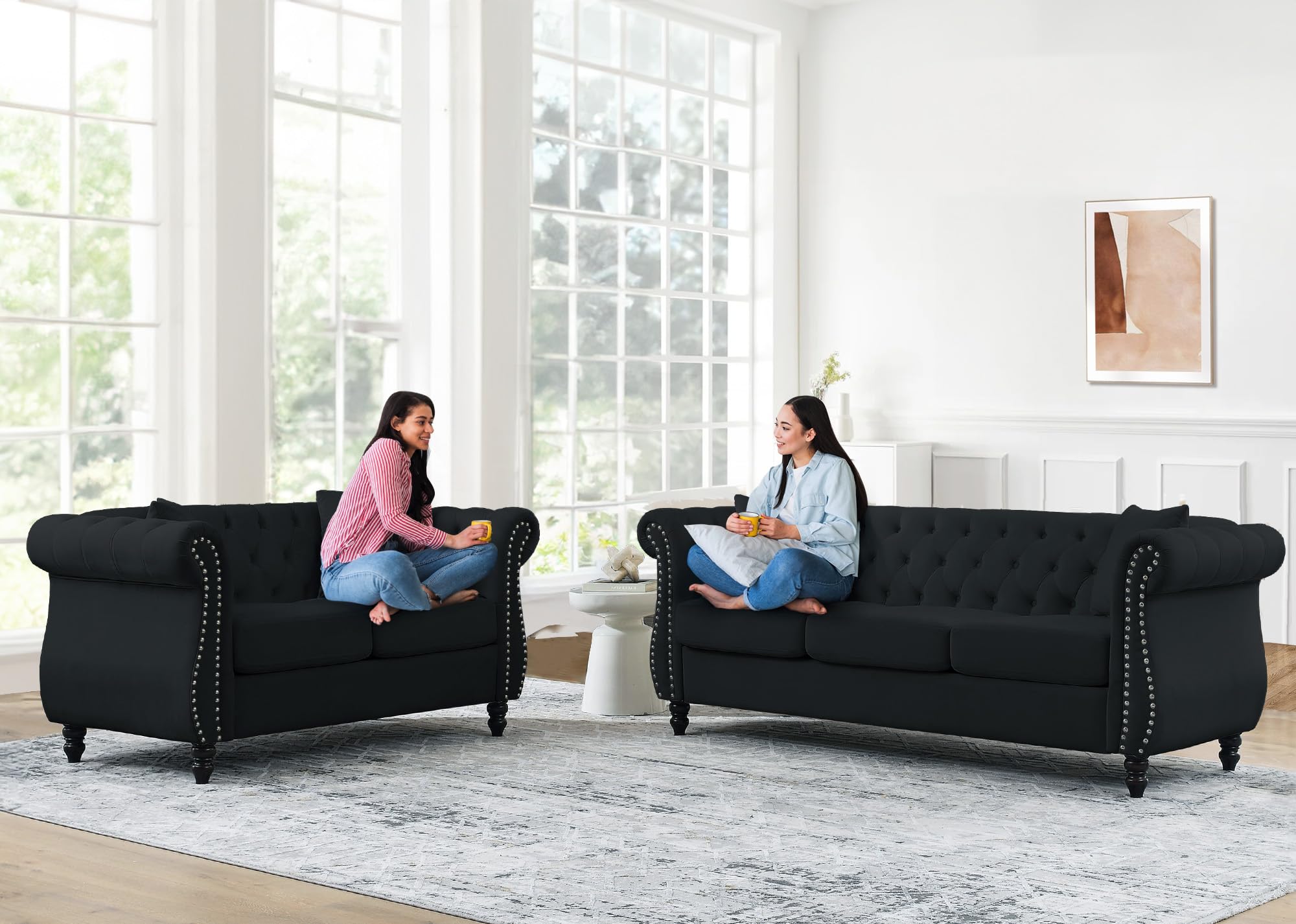 Amazon.com: JEEOHEY Chesterfield Sofa Set,2 Pieces Button Tufted