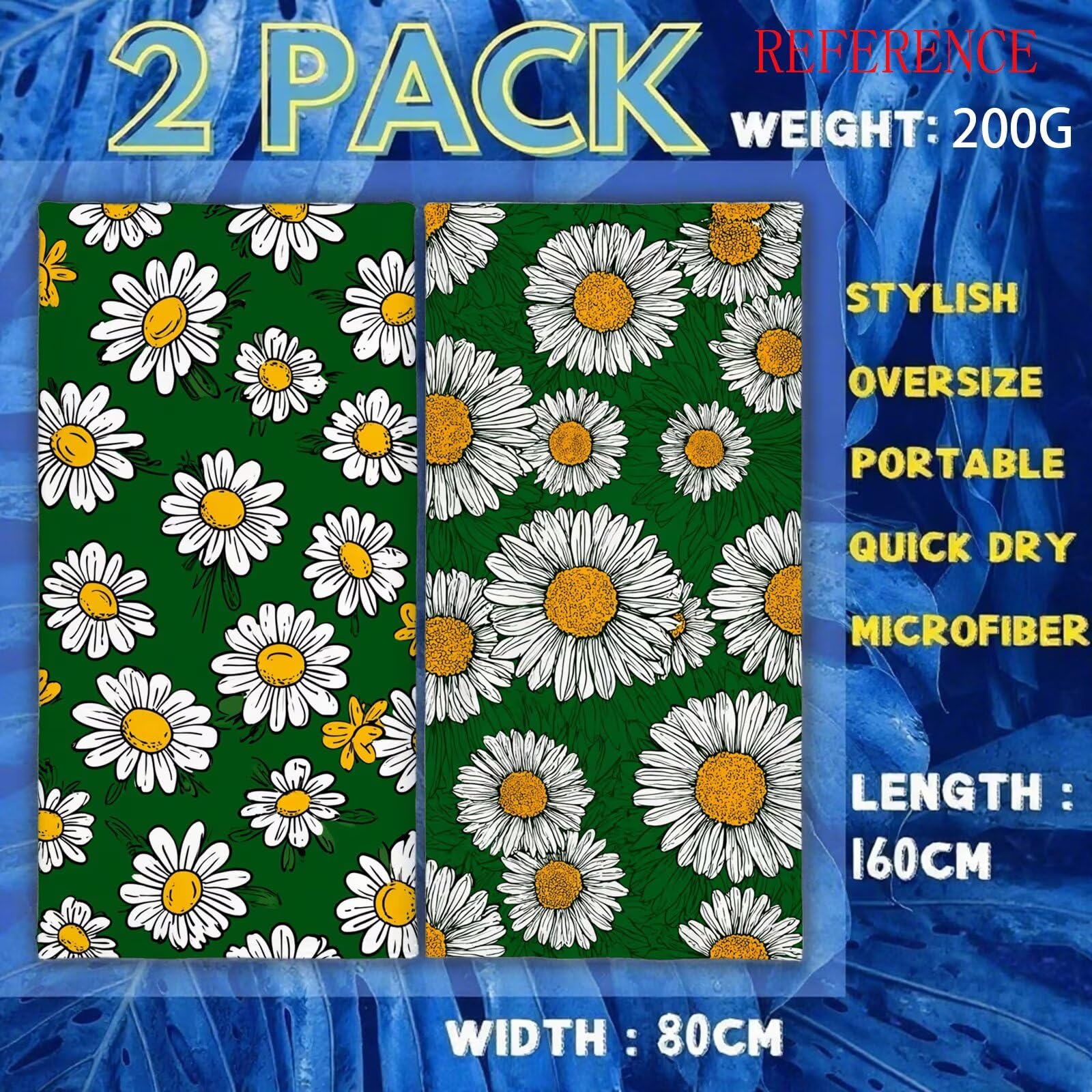 Ręcznik plażowy zielone ręczniki plażowe dla dorosłych 220 x 100 cm stokrotka ręcznik z mikrofibry ręcznik kąpielowy bez piasku, chłonny szybkoschnący lekkie akcesoria plażowe do pływania, wakacji