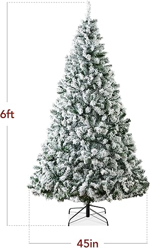 Miniatura 12 de Best Choice Products Árbol de Navidad artificial flocado, pino sin iluminación de alta calidad de 9 pies con ramas completas, soporte de metal