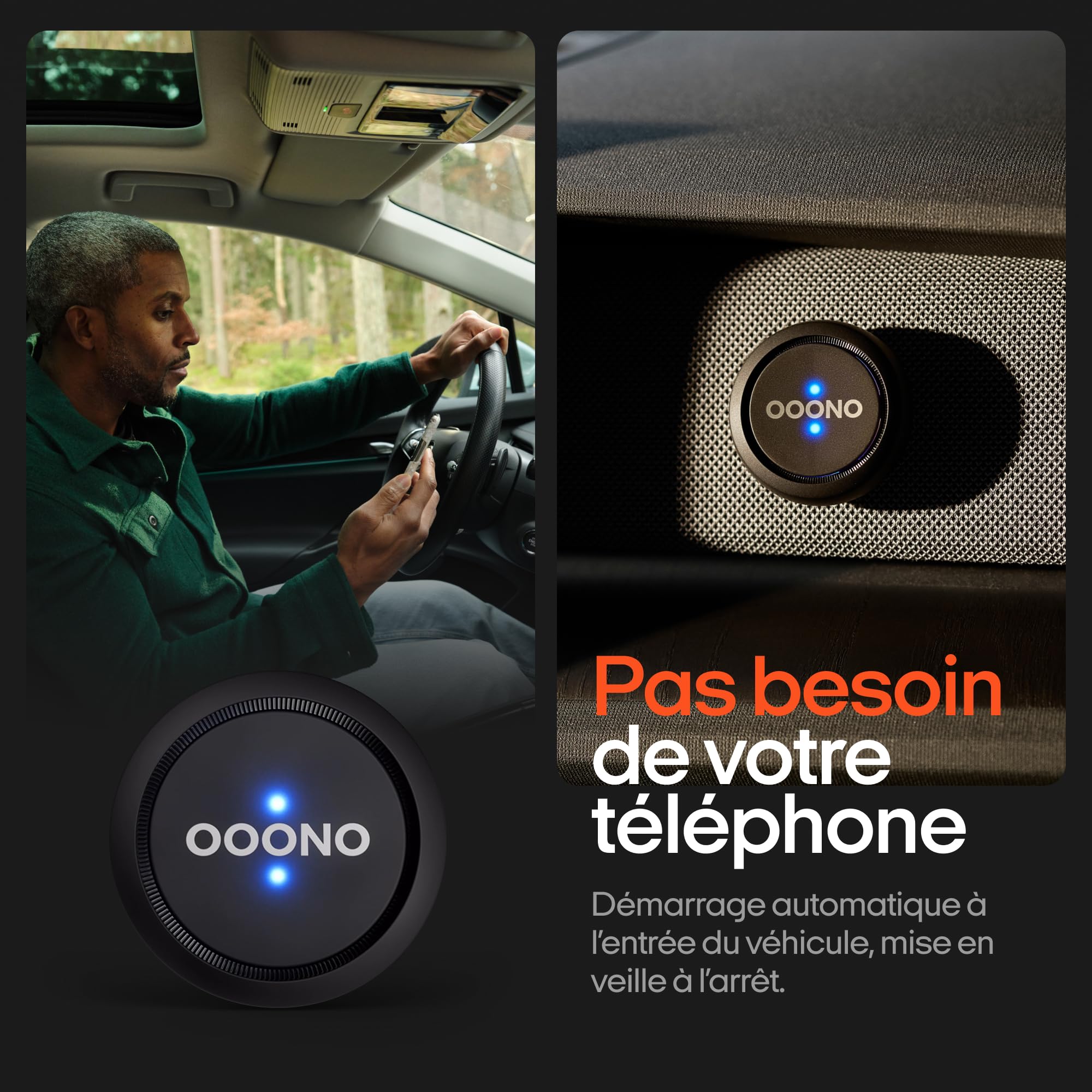 OOONO Co-Driver NO1 : avertisseur de radars et Dangers Routiers en Temps réel Via Application Gratuite | Signal Acoustique et indicateur LED | Noir | Activation Automatique | Lot de 1