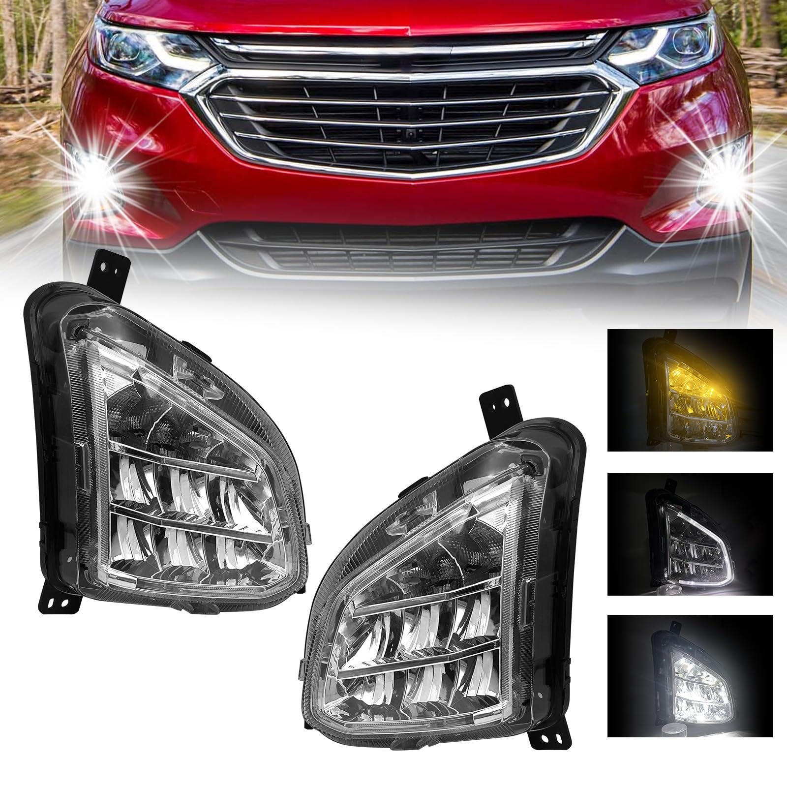 Fog Lights Compatible with 1999-2002 Chevy Silverado 1500 2500/2001 2002 Silverado 1500HD 2500HD 3500/2000-2006 Tahoe Suburban 1500 2500(Clear Lens) — view 45