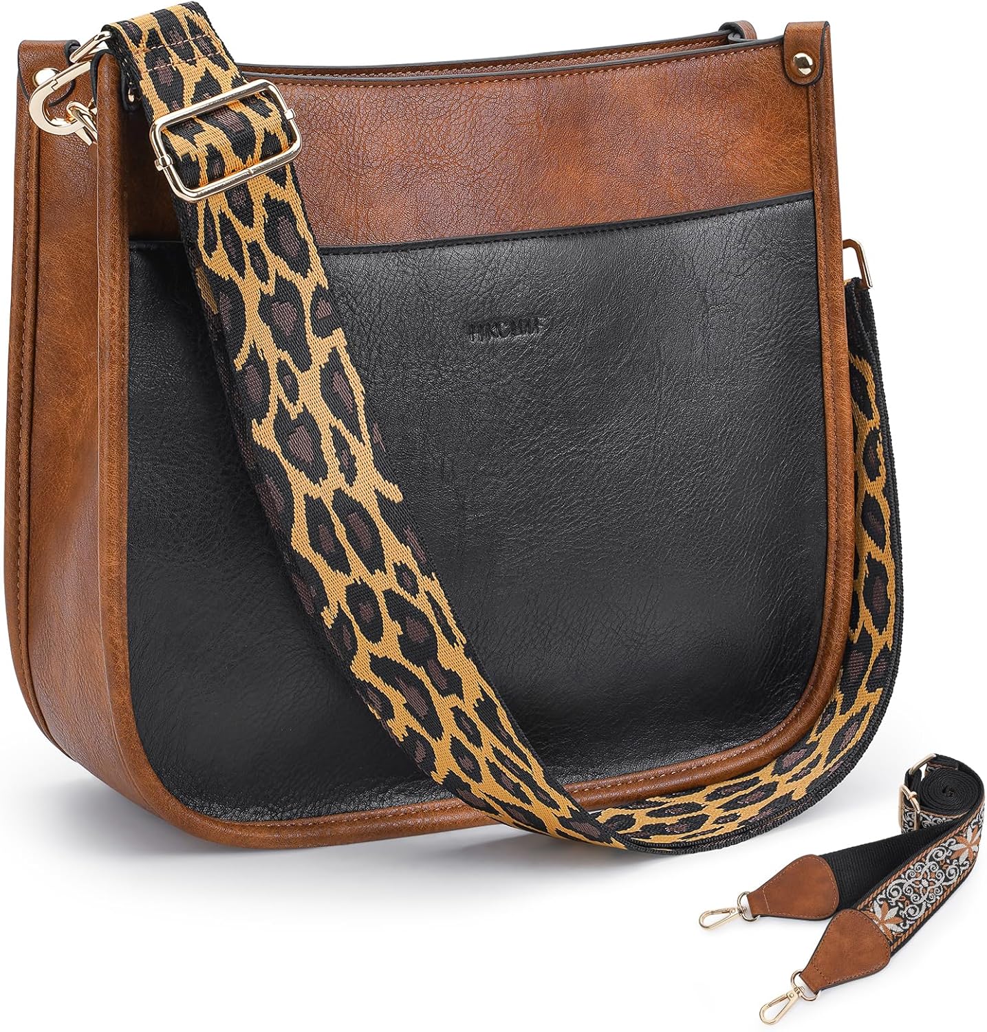 HKCLUF Crossbody Bags for Women Trendy Vegan Leather Hobo Handbags With 2PCS Adjustable Guitar Strap Shoulder Bucket Bags - Image 9