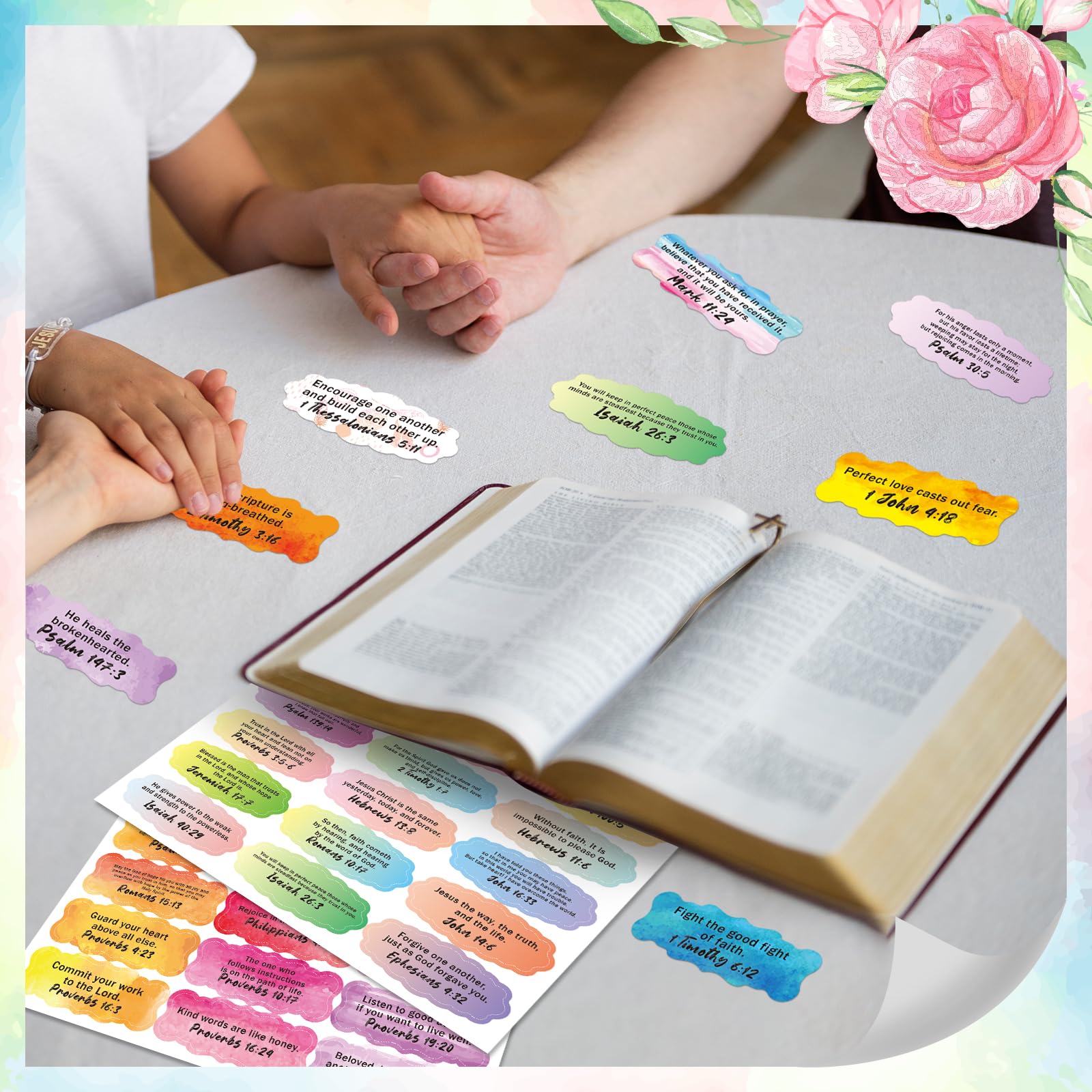STKJoviale 480 PCS Bible Verse Stickers, Scripture Inspirational Christian Stickers Religious Bible Quote Sticker for Journaling Planner, Faith Decals for Laptop Present Tags - Image 5