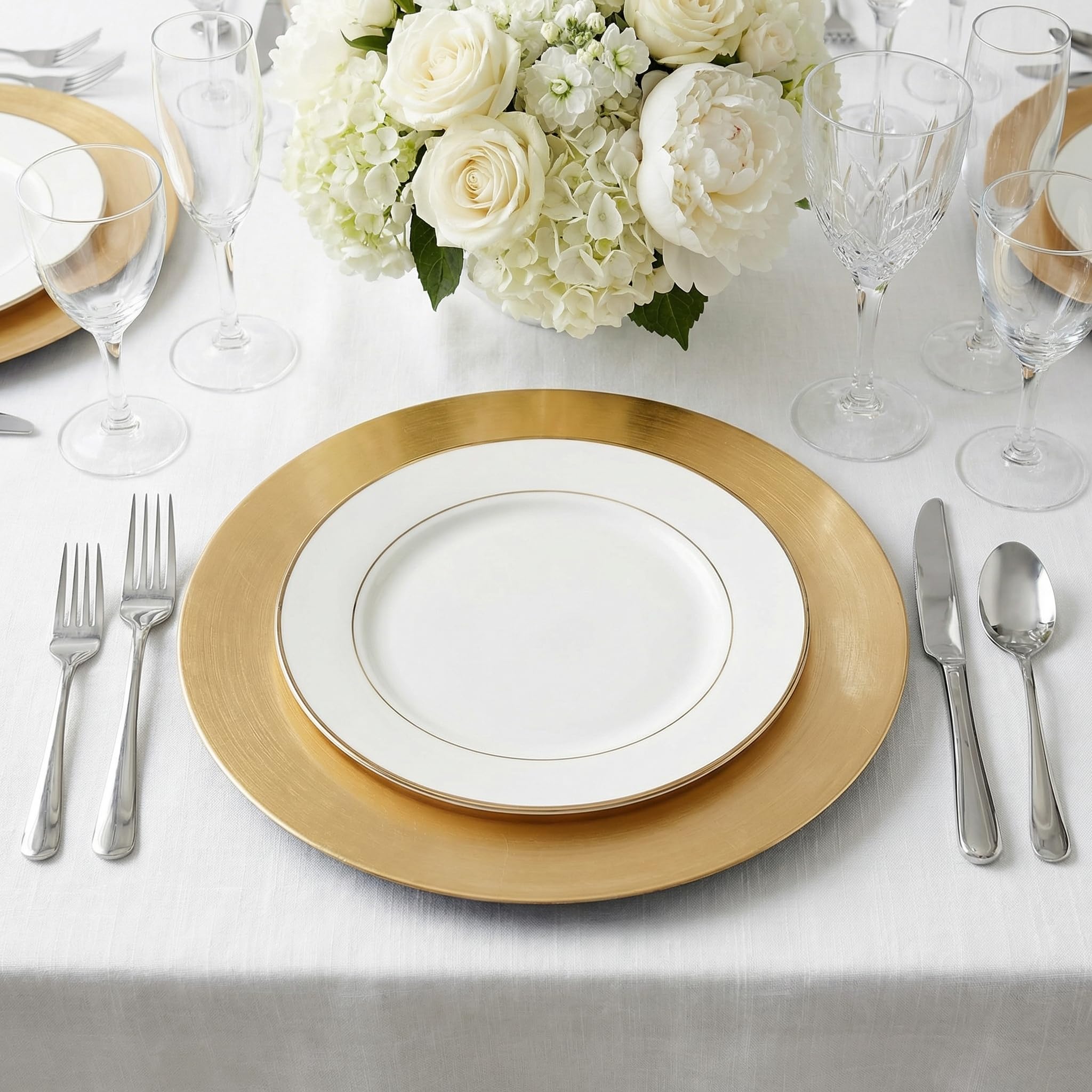 Platzteller aus Kunststoff, rund, 33 cm, 8 Stück, Platzteller für Abendessen, Hochzeit, Party, Veranstaltungsdekoration (Metallfolie goldfarben)